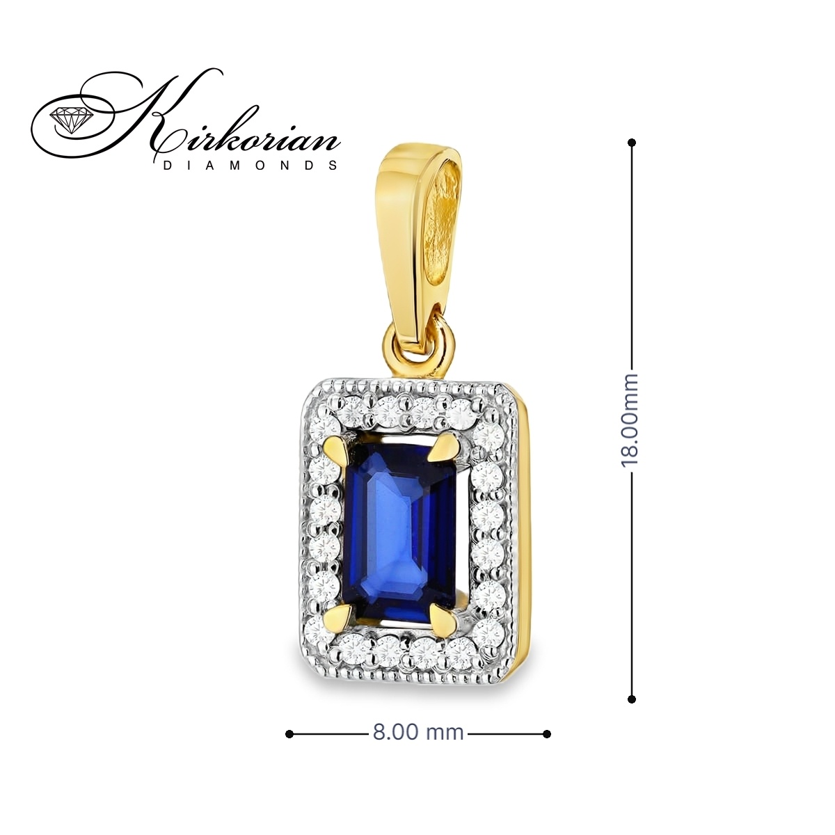 Висулка от жълто злато 14К със сапфир 0.60 ct и диаманти 0.10 ct – ZS0422