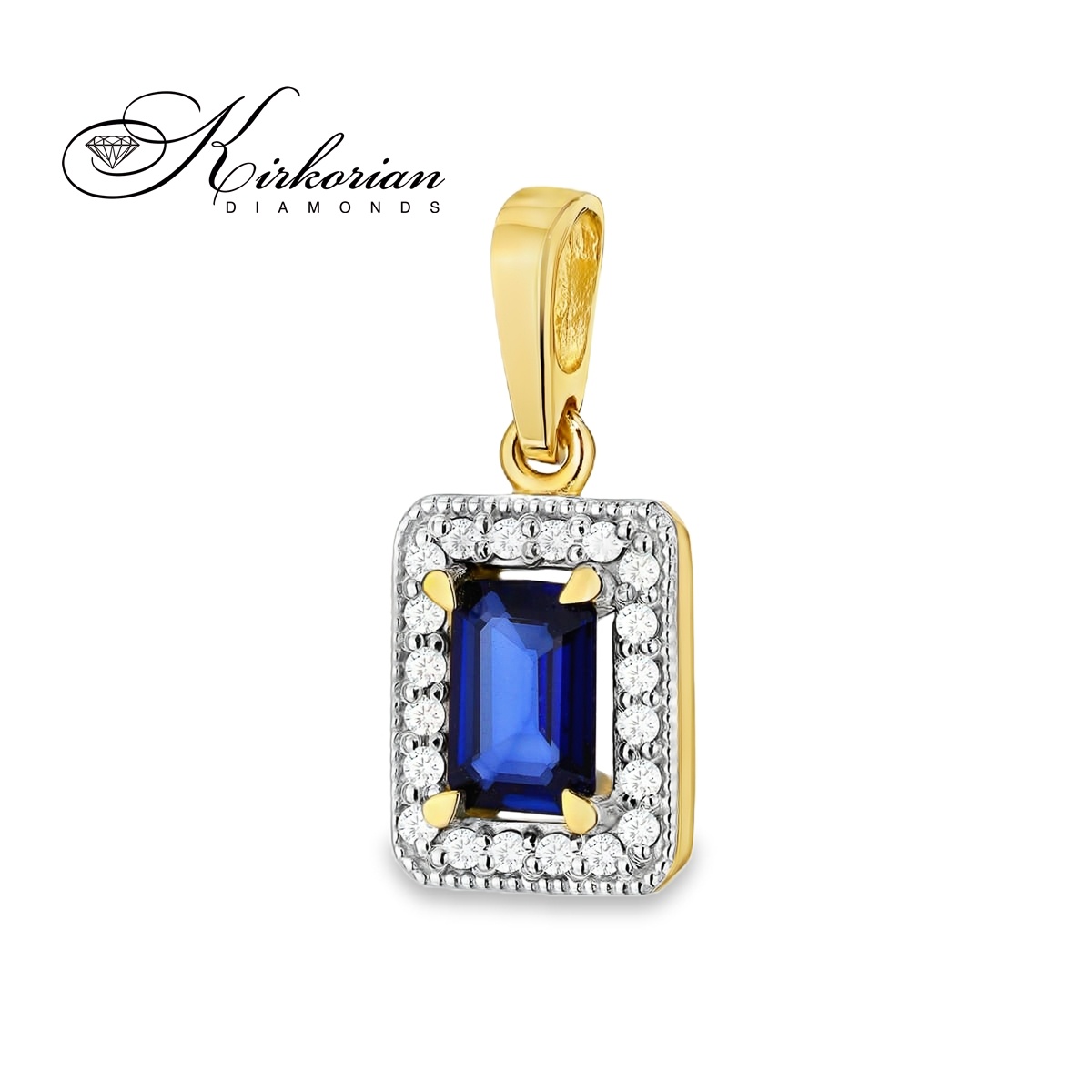 Висулка от жълто злато 14К със сапфир 0.60 ct и диаманти 0.10 ct – ZS0422
