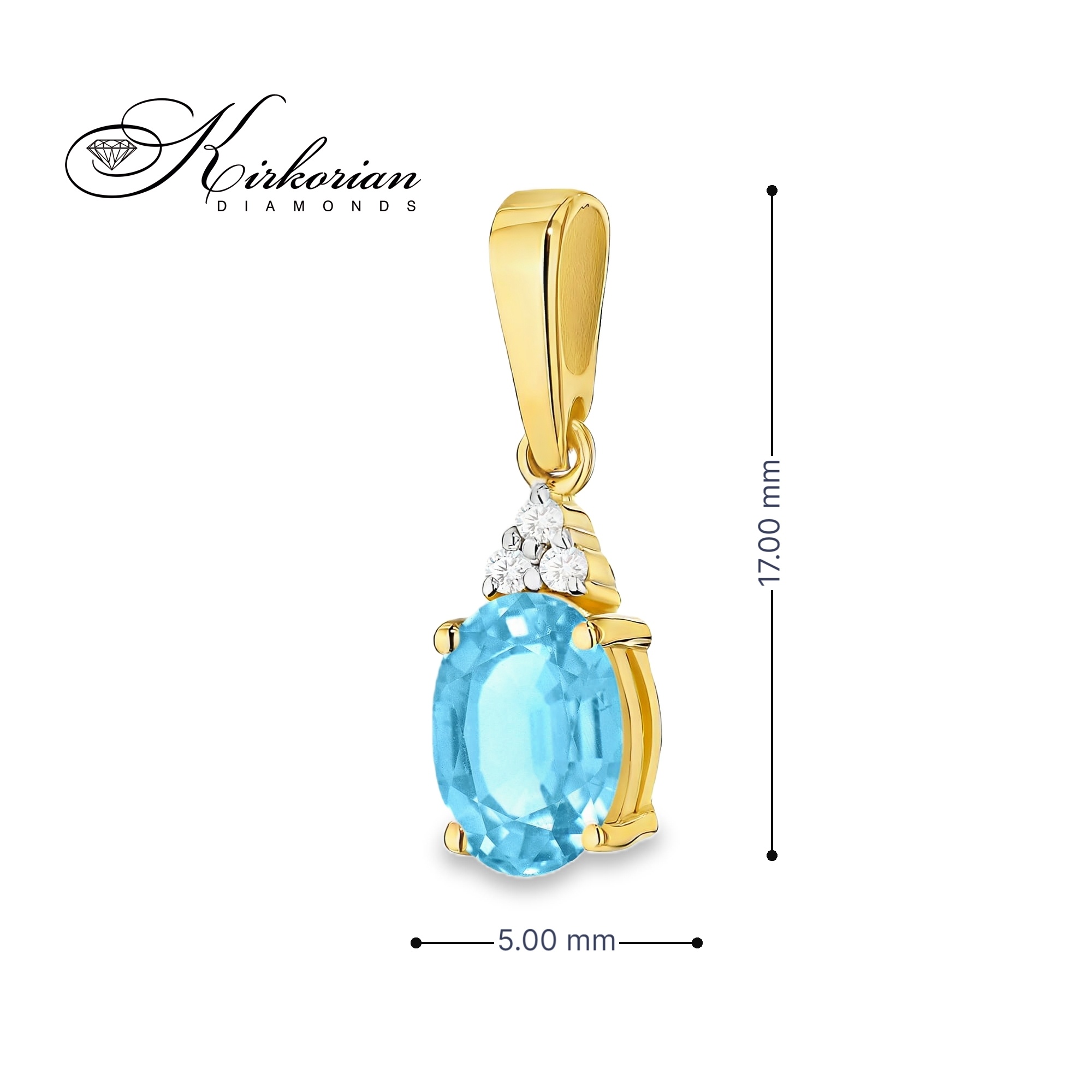 Колие от жълто злато 14К с швейцарски топаз 0.90 ct и диаманти 0.026 ct – модел ZT0308 Колие от жълто злато 14К с швейцарски топаз 0.90 ct и диаманти 0.026 ct – модел ZT0308