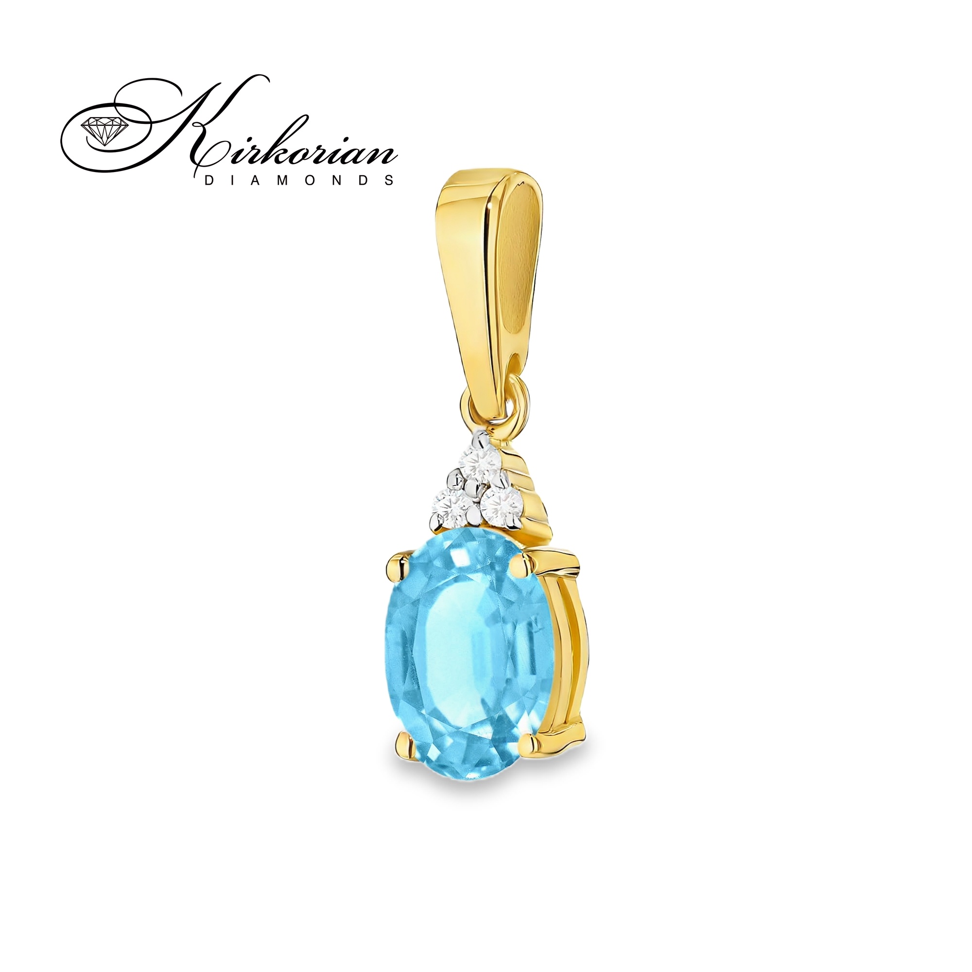 Колие от жълто злато 14К с швейцарски топаз 0.90 ct и диаманти 0.026 ct – модел ZT0308 Колие от жълто злато 14К с швейцарски топаз 0.90 ct и диаманти 0.026 ct – модел ZT0308