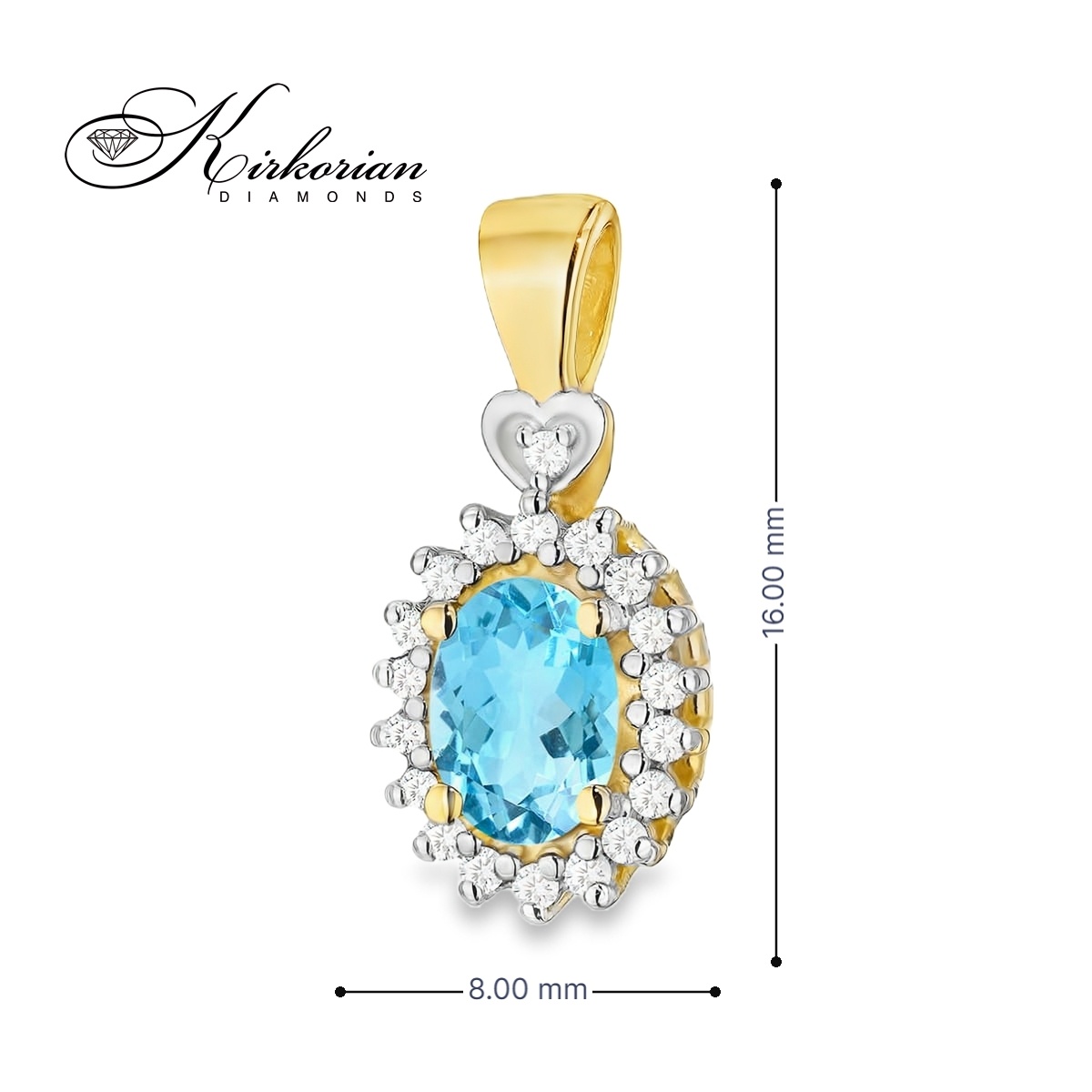 Висулка от жълто злато 14К с топаз и диаманти 0.60 ct | Елегантен дизайн | Код: ZT0312