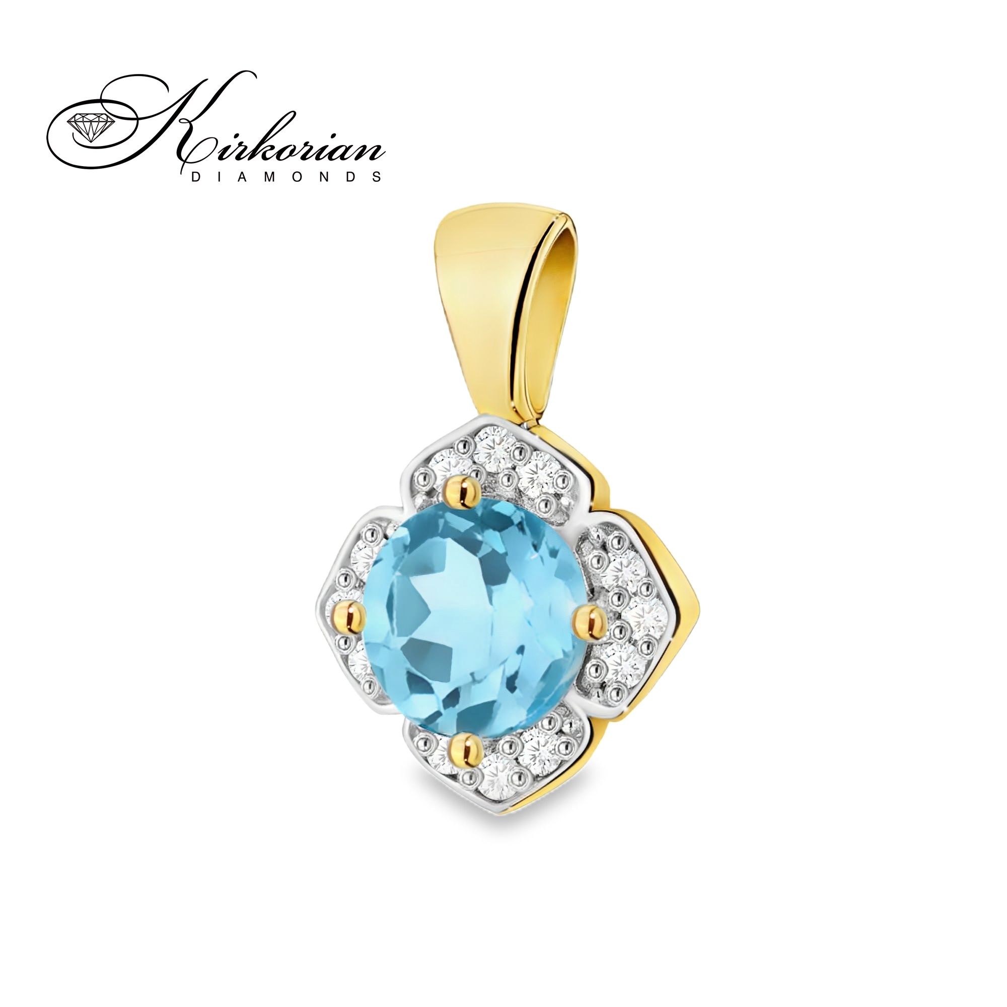 Колие от жълто злато 14К с топаз Швейцарски и диаманти – елегантна висулка, луксозна изработка, перфектен подарък Колие от жълто злато 14К с топаз Швейцарски и диаманти – елегантна висулка, луксозна изработка, перфектен подарък