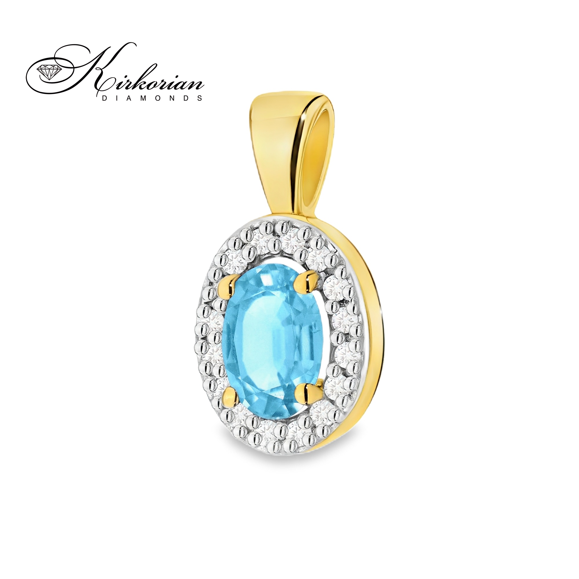 Колие от жълто злато 14К с швейцарски топаз и диаманти – изискан лукс на достъпна цена | Kirkorian Diamonds Колие от жълто злато 14К с швейцарски топаз и диаманти – изискан лукс на достъпна цена | Kirkorian Diamonds