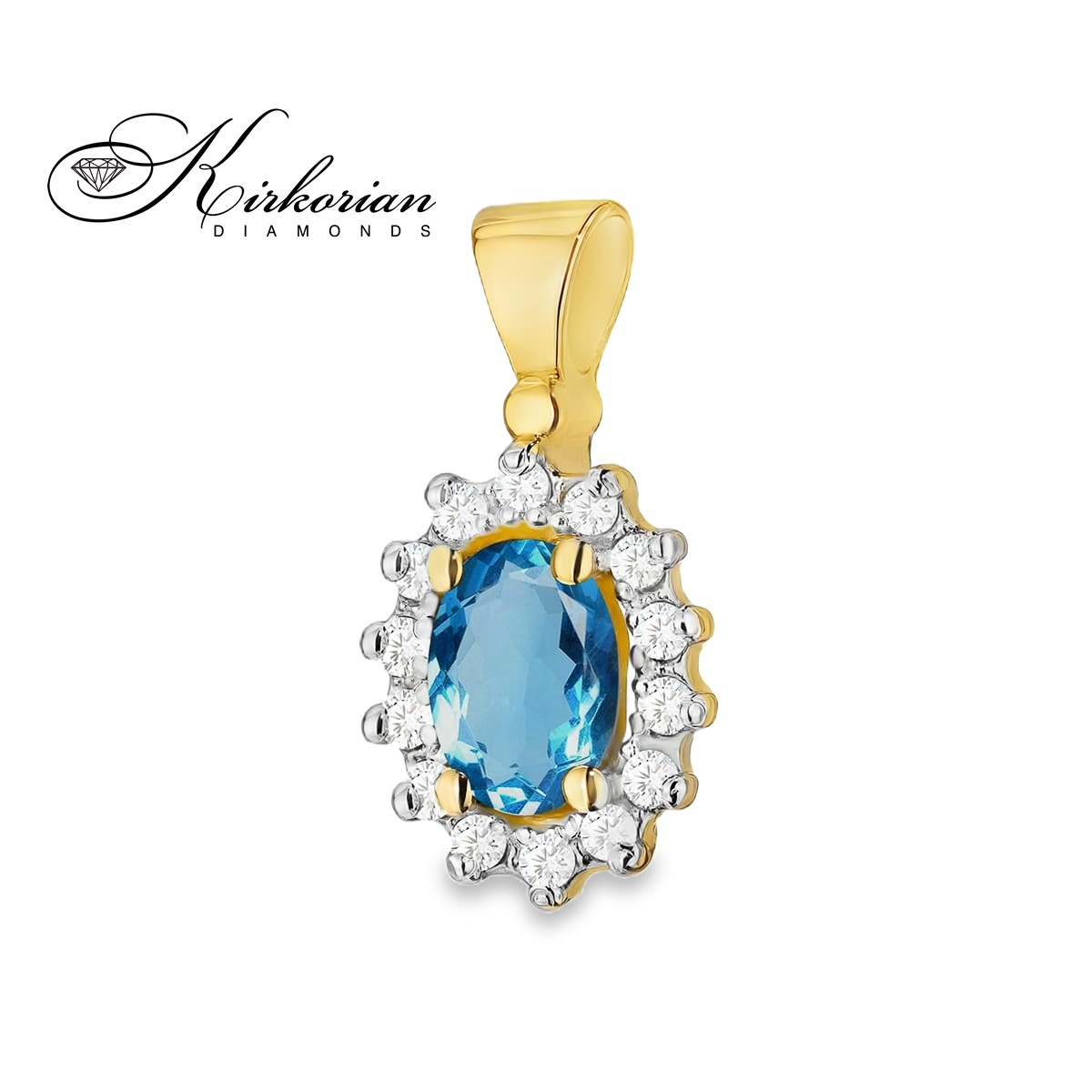 Висулка от жълто злато 14К с топаз Лондон Блу и диаманти 0.12 ct | Перфектно съотношение цена-качество | Код ZTLB0182 Висулка от жълто злато 14К с топаз Лондон Блу и диаманти 0.12 ct | Перфектно съотношение цена-качество | Код ZTLB0182