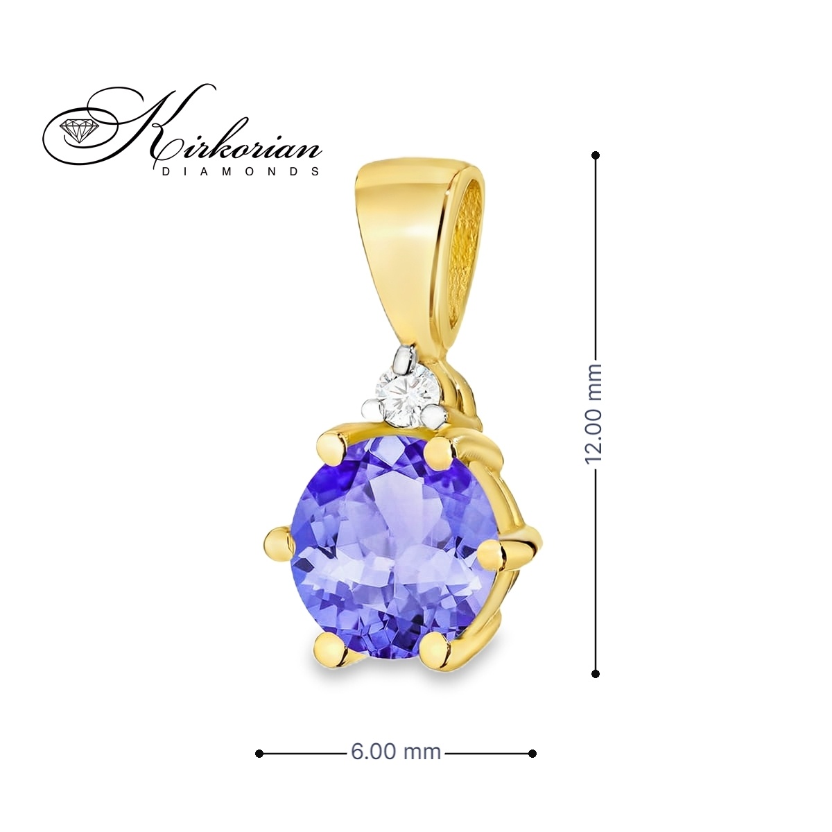 Колие от жълто злато 14К с танзанит 0.50 ct и диамант 0.015 ct – изискано бижу, лукс на достъпна цена