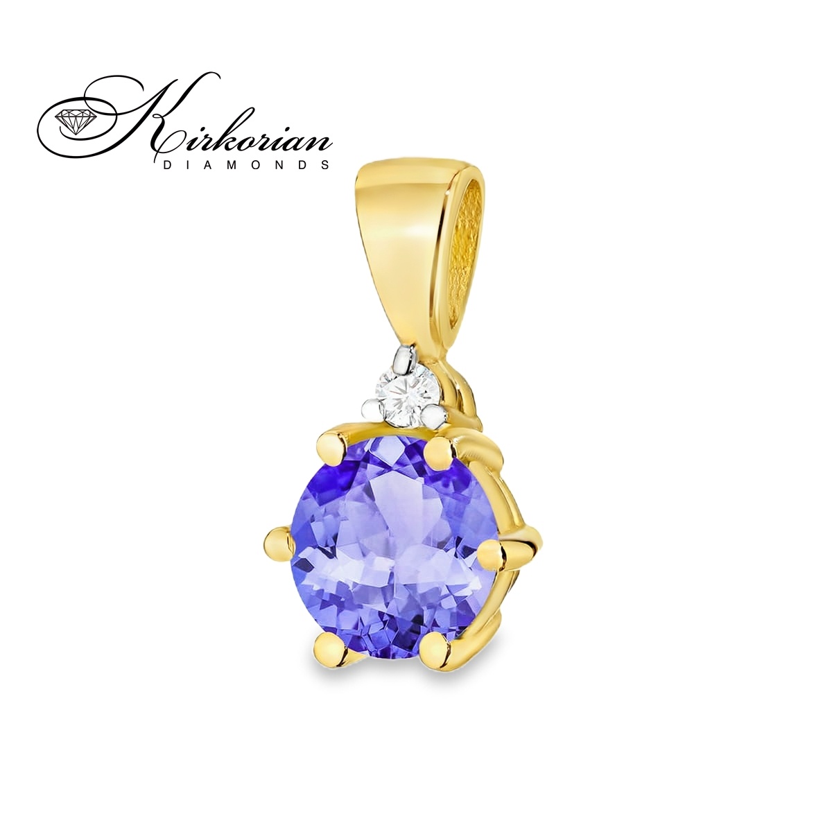 Колие от жълто злато 14К с танзанит 0.50 ct и диамант 0.015 ct – изискано бижу, лукс на достъпна цена