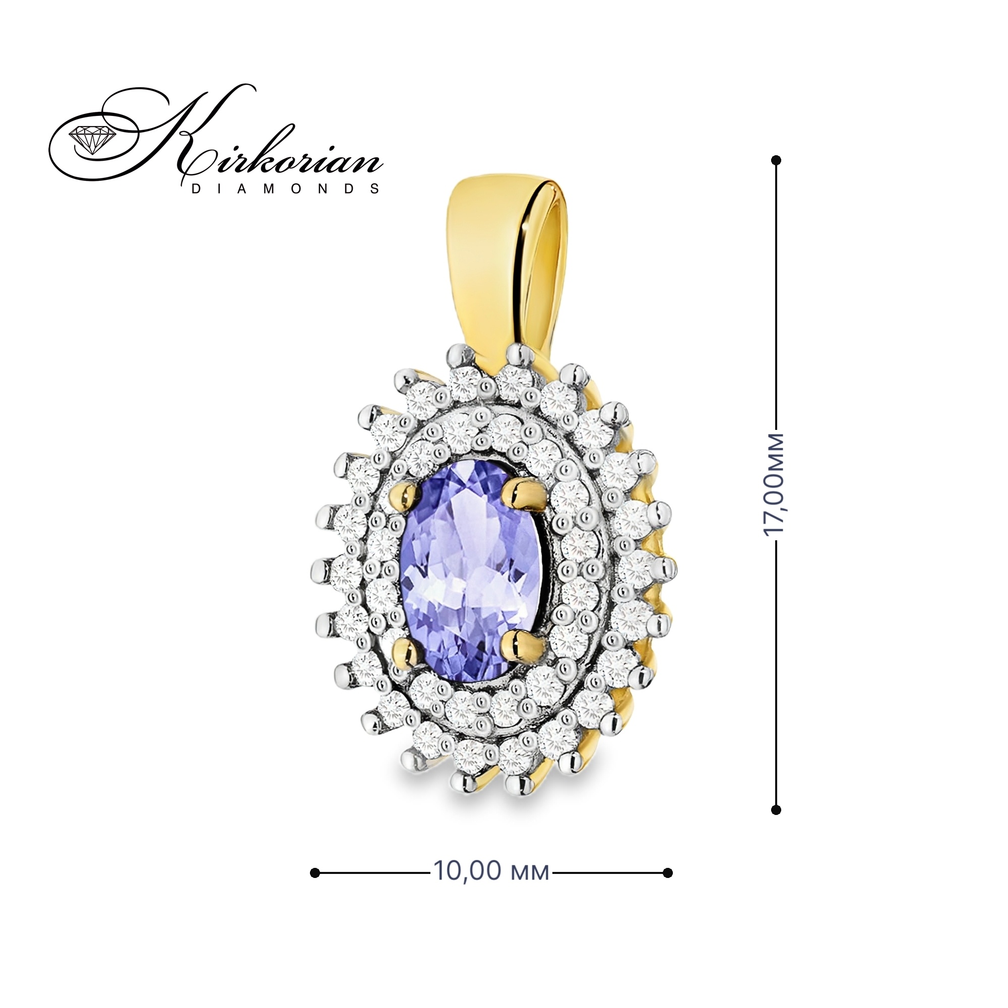 Висулка от жълто злато 14К с танзанит 0.40 ct и диаманти 0.19 ct – лукс на достъпна цена, код ZTZ0303