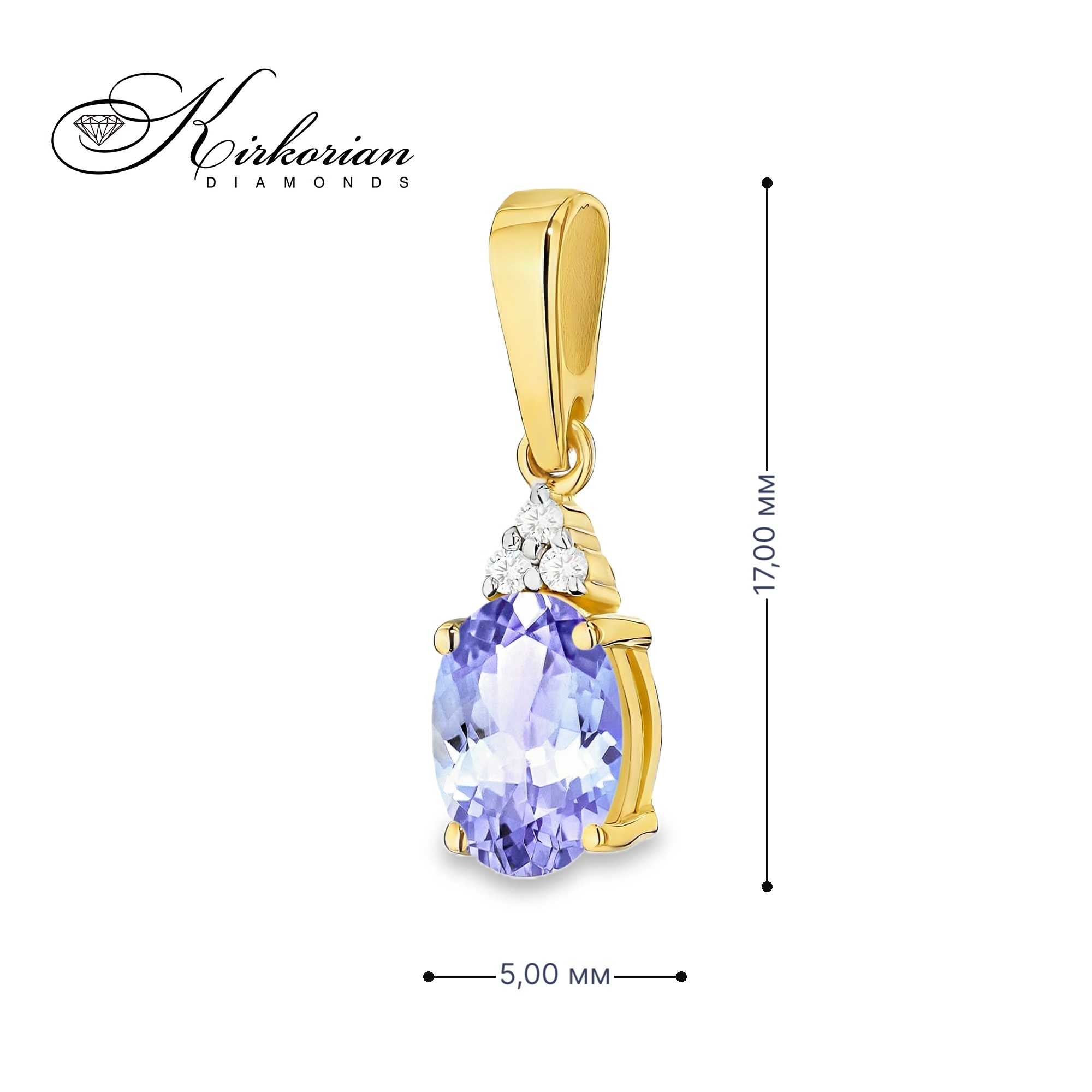 Колие от жълто злато 14К с танзанит 0.70 ct и диаманти 0.026 ct – код: ZTZ0308