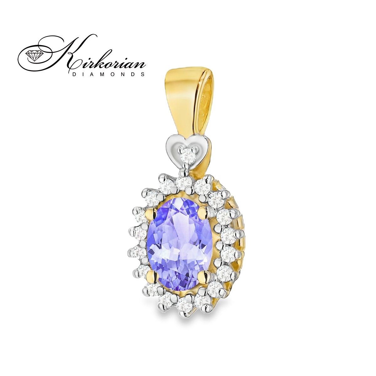 Висулка от жълто злато 14К с танзанит и диаманти – ZTZ0312, луксозна опаковка, готова за подарък