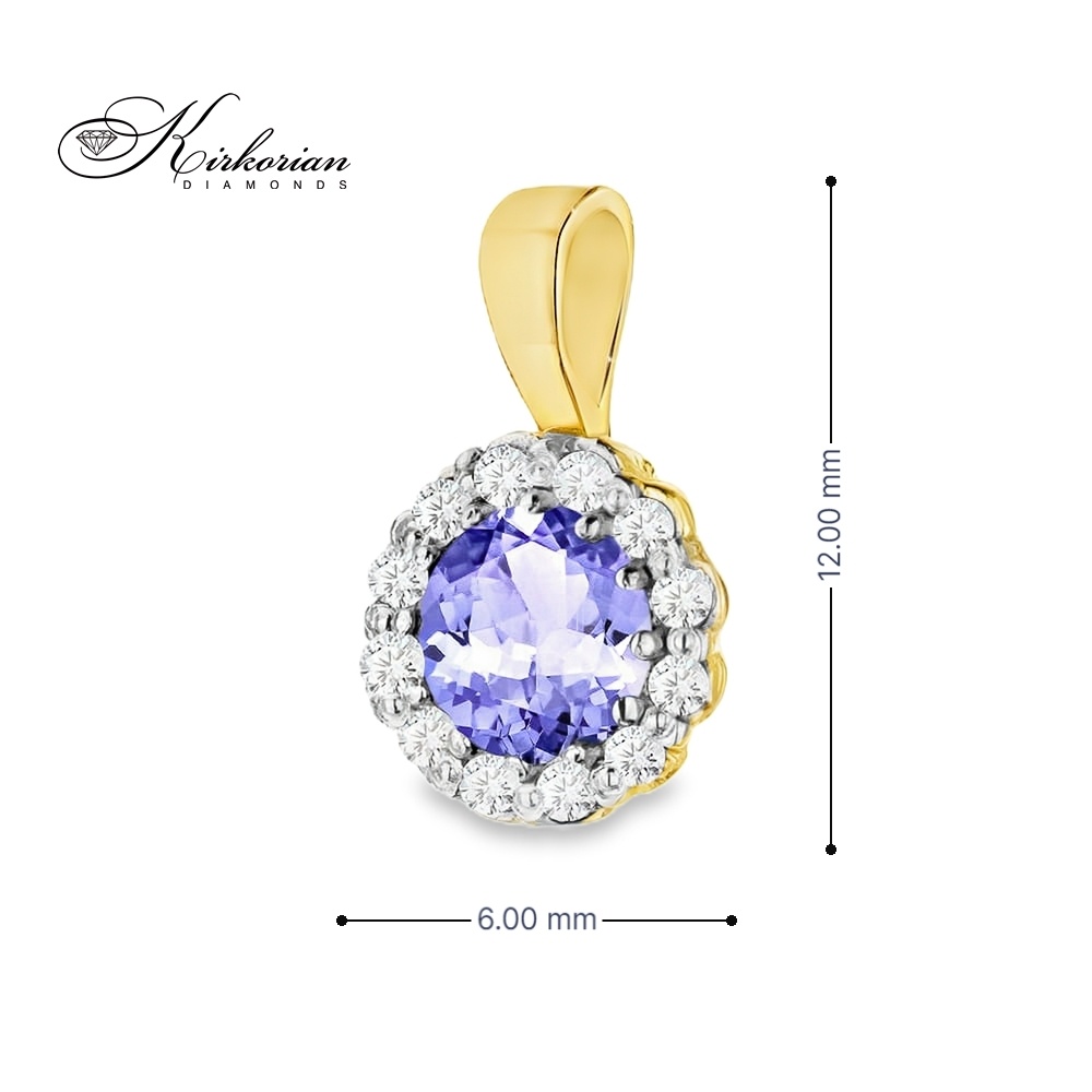 Колие от жълто злато 14К с танзанит и диаманти – елегантен дизайн с изискан блясък Колие от жълто злато 14К с танзанит и диаманти – елегантен дизайн с изискан блясък