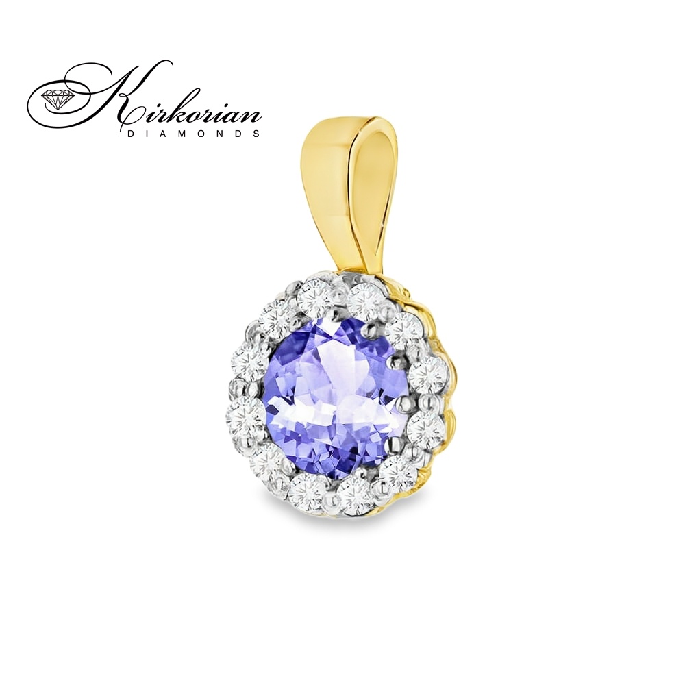 Колие от жълто злато 14К с танзанит и диаманти – елегантен дизайн с изискан блясък Колие от жълто злато 14К с танзанит и диаманти – елегантен дизайн с изискан блясък