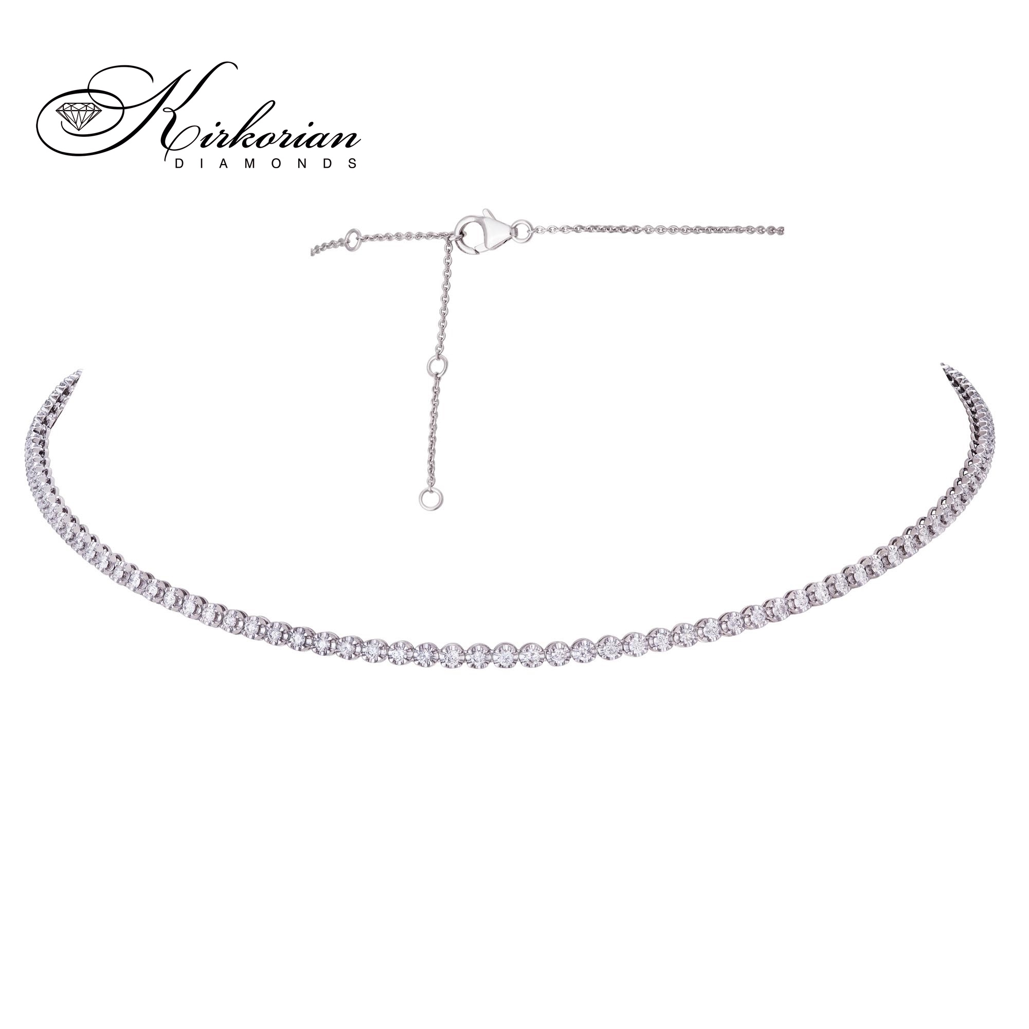 Тенис колие с диаманти 1.70 ct бяло злато 18К луксозна линия код IT56