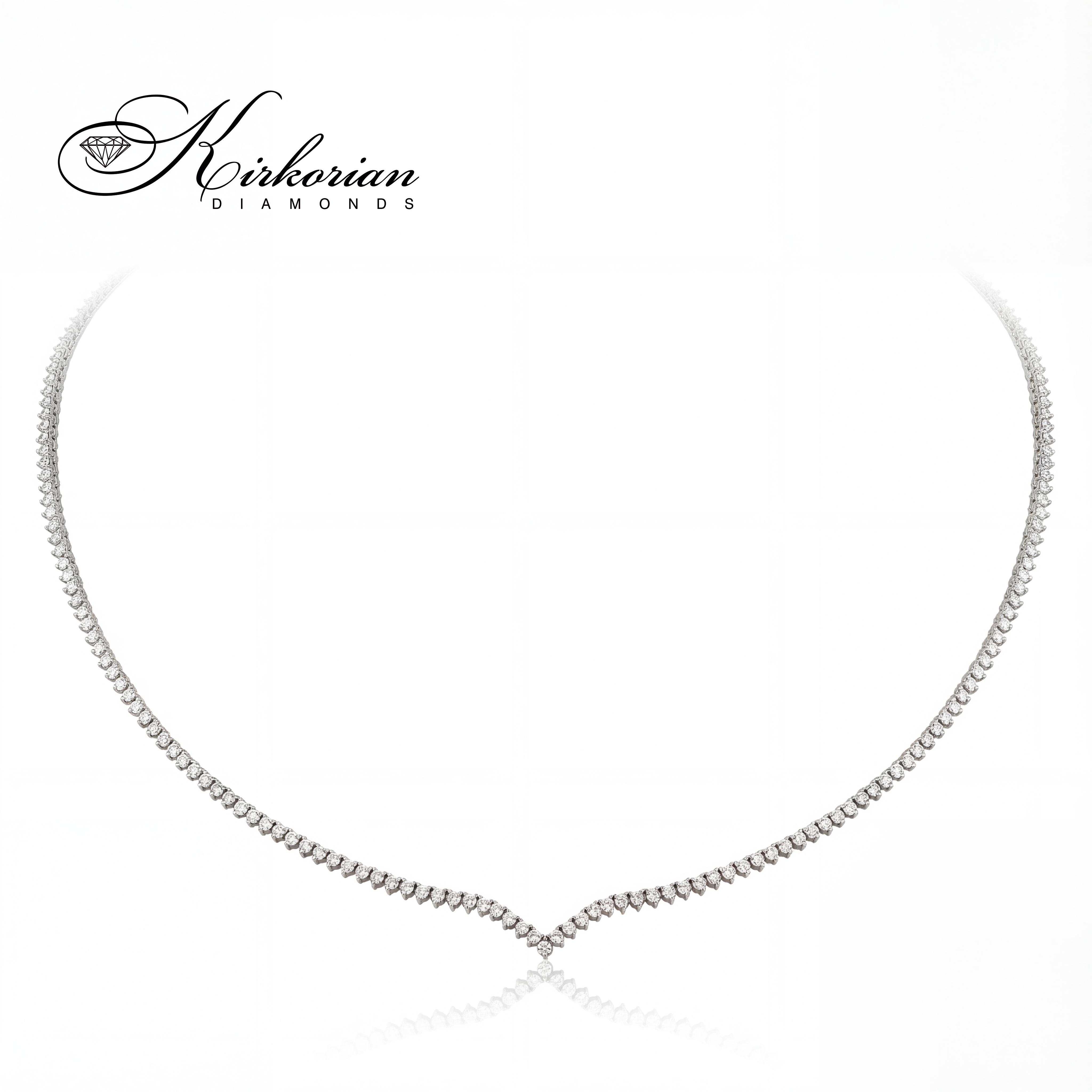 Диамантено колие от бяло злато 18К в тенис стил с V-образен акцент 2.13 ct – лукс на достъпна цена