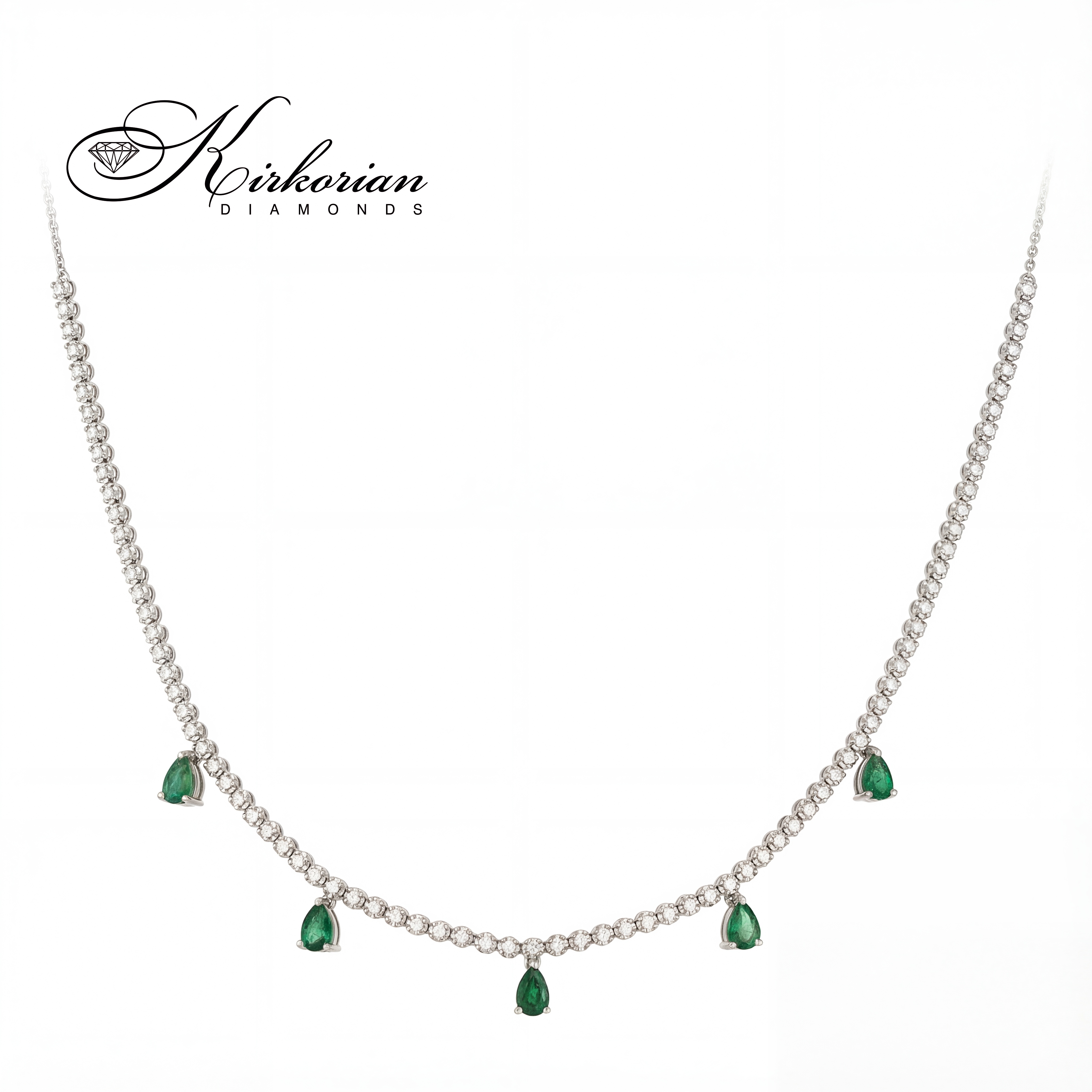 Диамантено колие от бяло злато 18К с изумруди 2.02 ct в тенис стил – лукс на достъпна цена