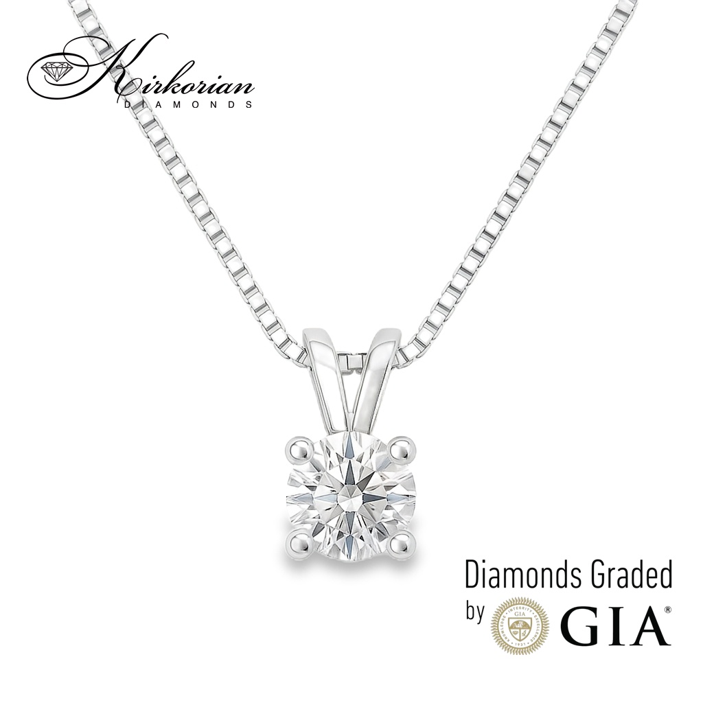 Колие от бяло злато 14k с диамант 0.50ct | GIA сертификат | Код: K601B
