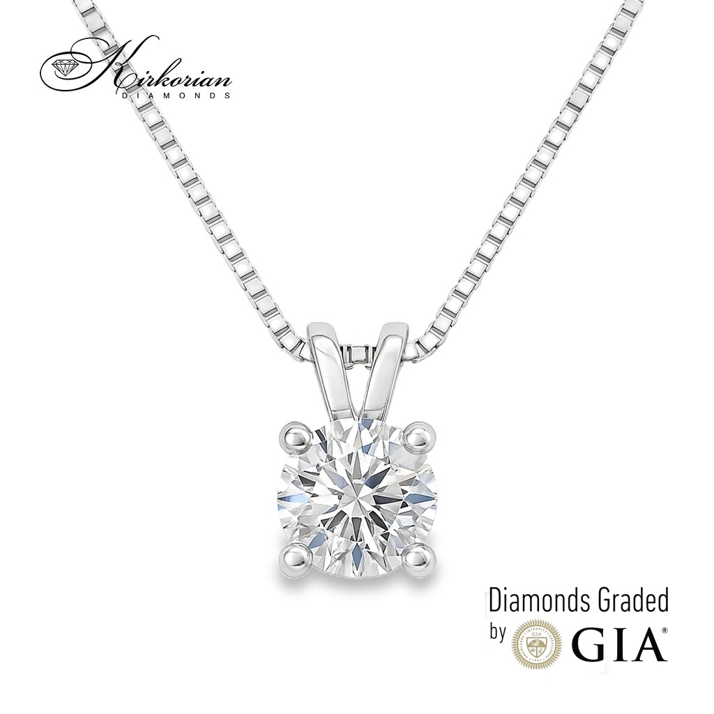 Колие от бяло злато 14К с диамант 0.70 ct GIA сертификат – луксозна оферта с включена кутия