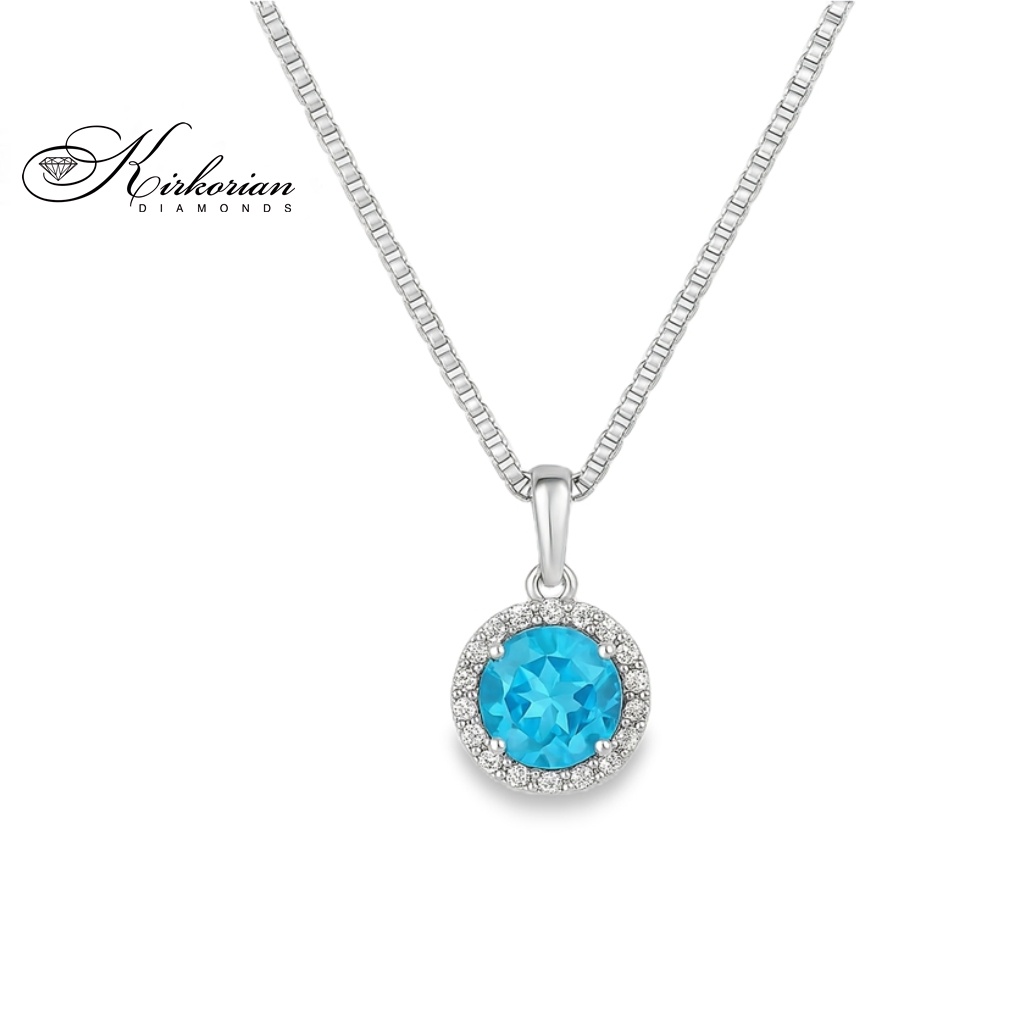 Колие от бяло злато 14k с топаз 1.00ct и диаманти 0.06ct | Код: KN1 Колие от бяло злато 14k с топаз 1.00ct и диаманти 0.06ct | Код: KN1
