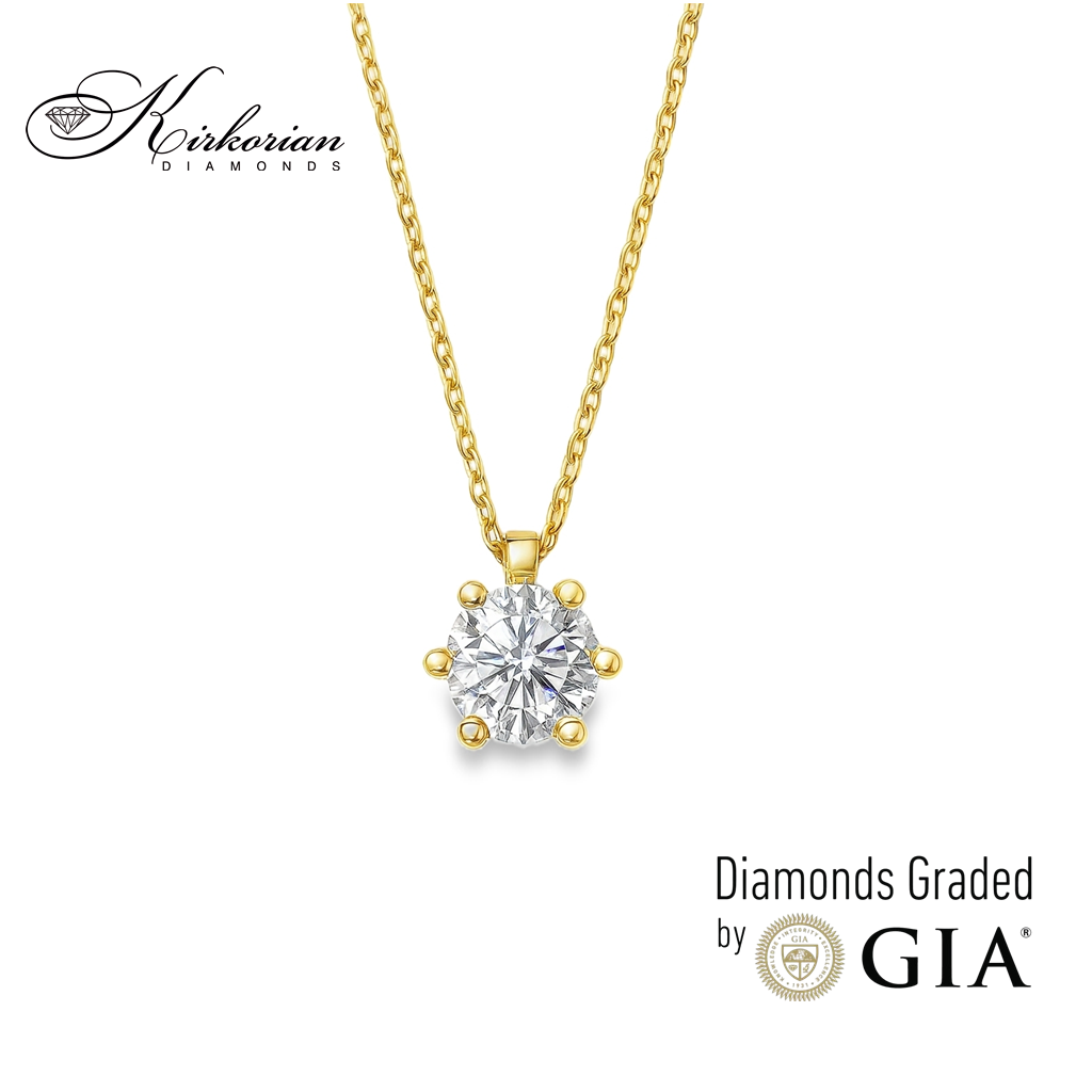 Солитър колие с диамант 0.30 ct от жълто злато 18К | Естествен D/VVS2 GIA | Луксозно изпълнение и перфектен блясък
