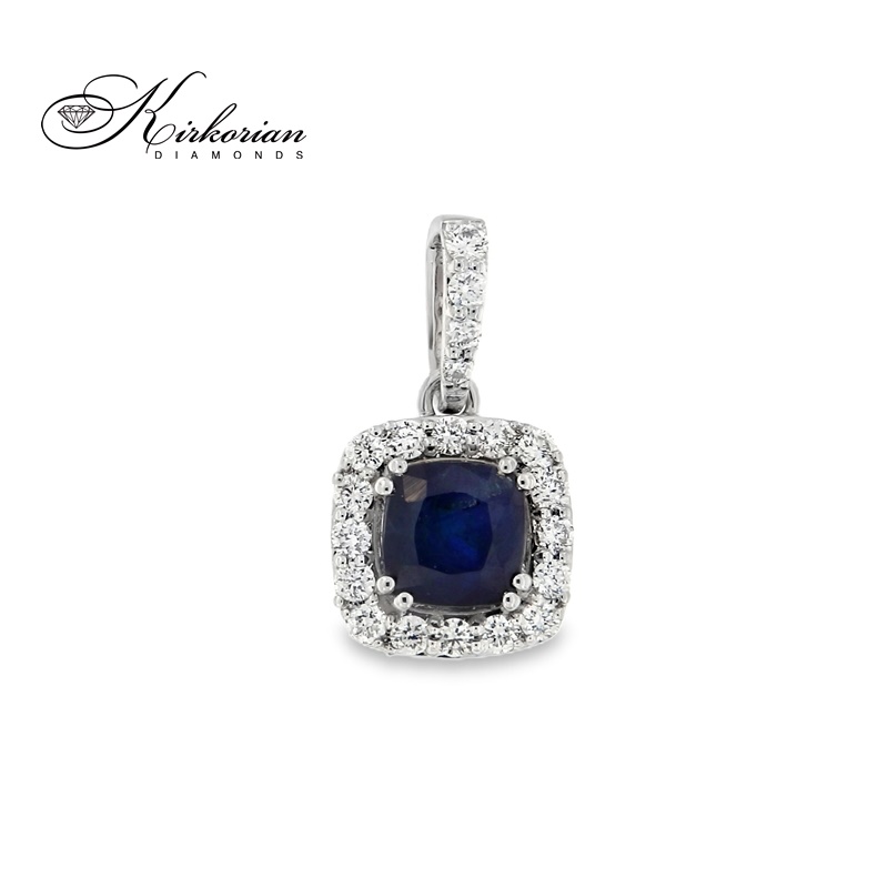 Висулка от бяло злато 18k с диаманти 0.19ct и сапфир 0.70ct | Код: P116044