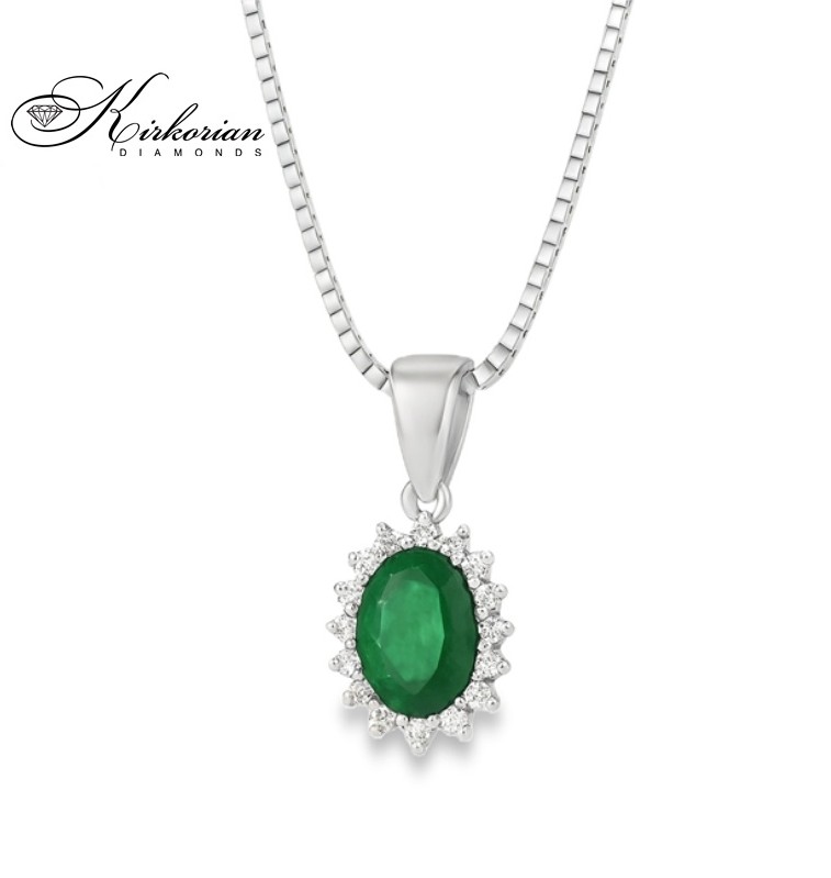 Колие от бяло злато 18k със смарагд 1.25ct и диаманти 0.17ct | Код: RN110 Колие от бяло злато 18k със смарагд 1.25ct и диаманти 0.17ct | Код: RN110