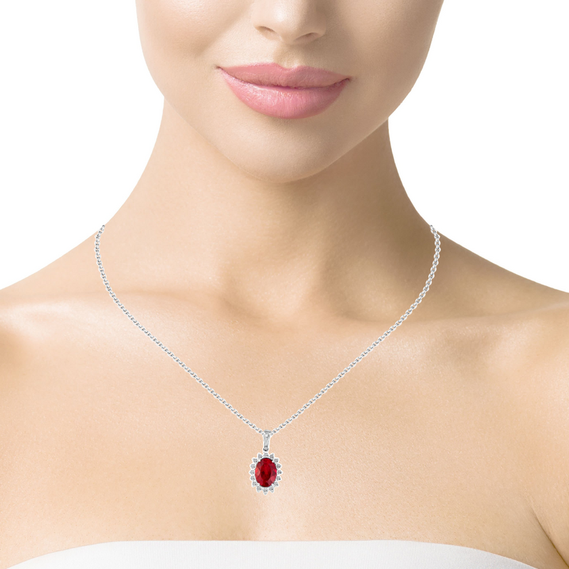 Колие от бяло злато 18k с рубин 0.93ct и диаманти 0.16ct – модел RN179 | Kirkorian Diamonds