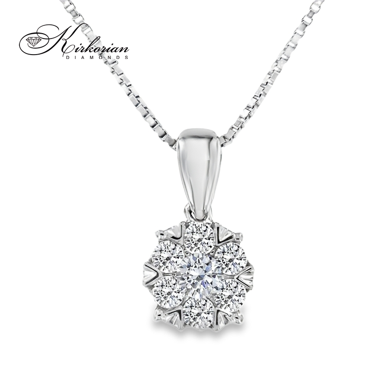 Луксозно колие от бяло злато 18k с диаманти 0.23ct – модел RN50B | Kirkorian Diamonds