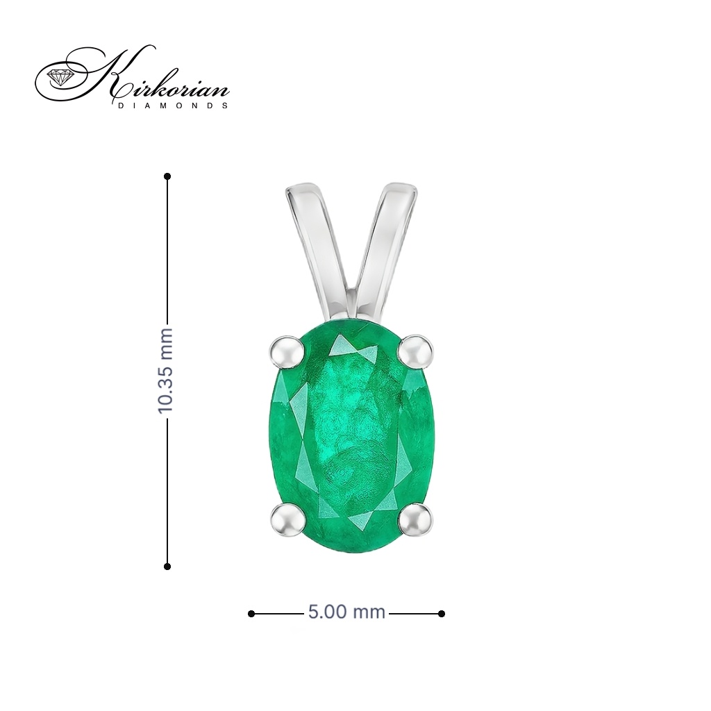 Висулка от бяло злато 14К с естествен смарагд 0.77 ct – зодия Телец | Kirkorian Diamonds