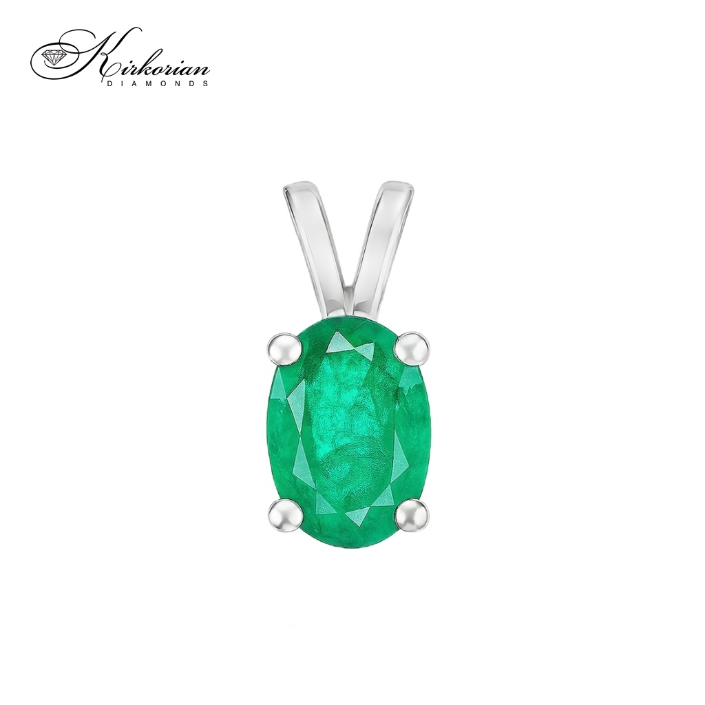 Висулка от бяло злато 14К с естествен смарагд 0.77 ct – зодия Телец | Kirkorian Diamonds Висулка от бяло злато 14К с естествен смарагд 0.77 ct – зодия Телец | Kirkorian Diamonds