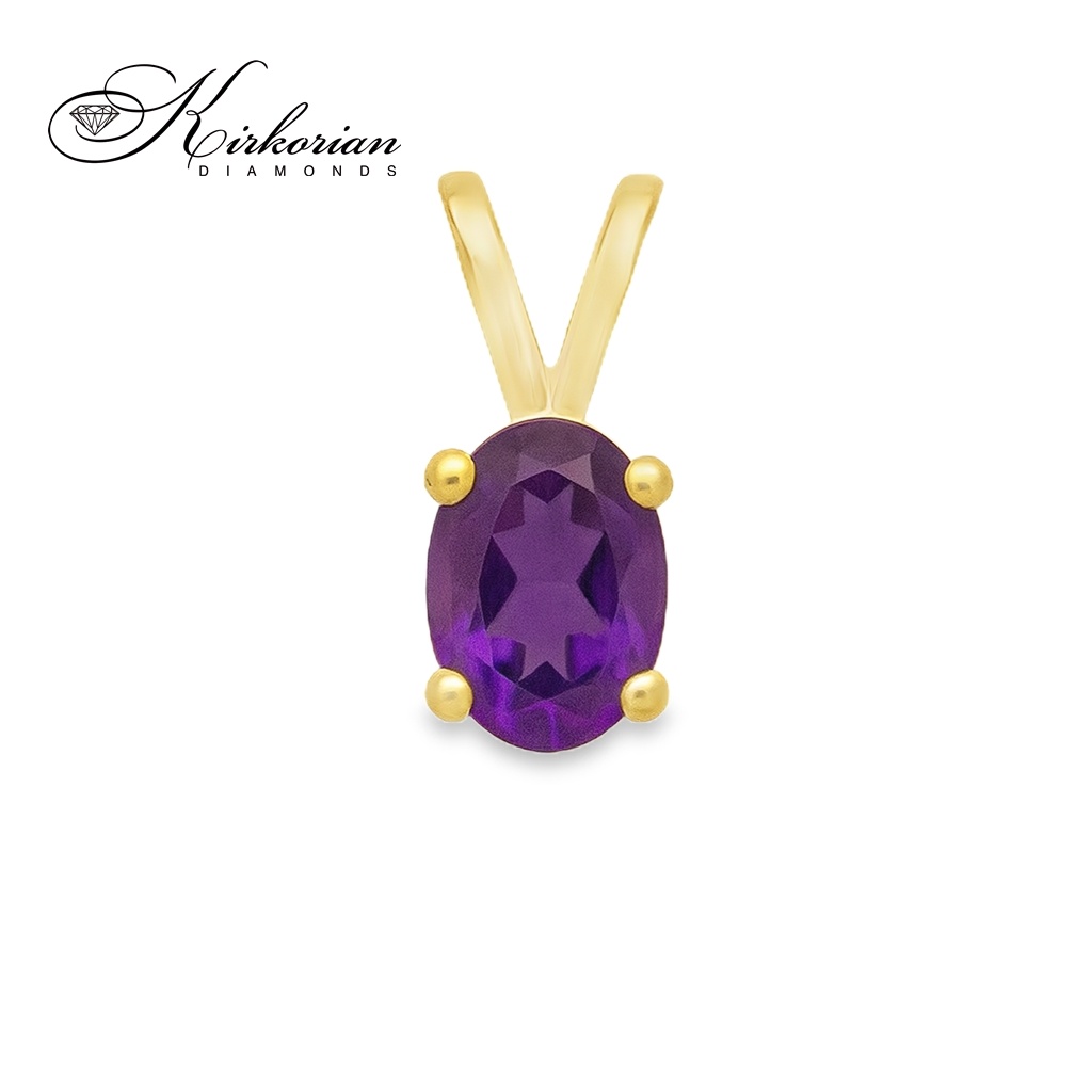 Златна висулка с аметист 0.36 ct – символ на зодия Риби