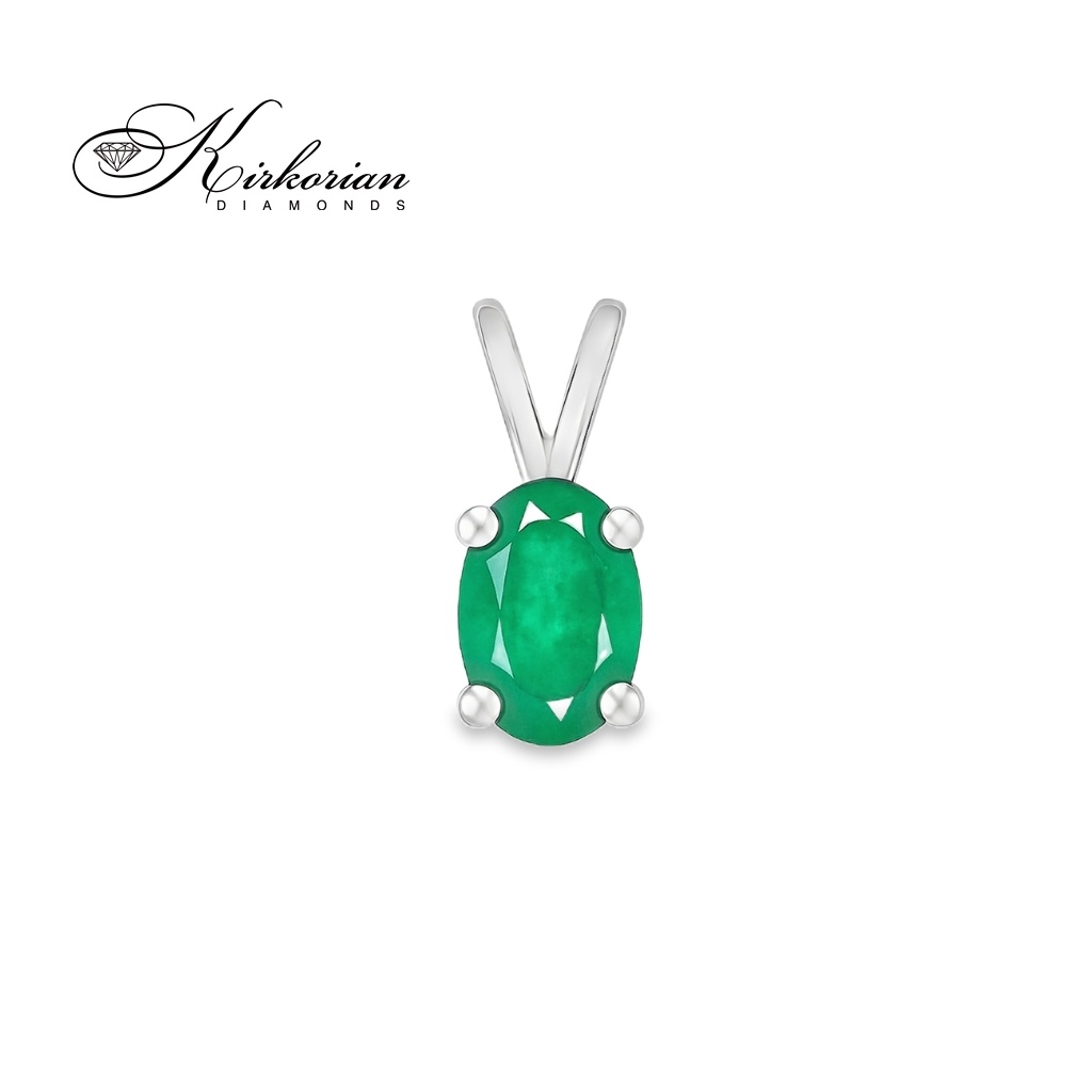 Висулка от бяло злато 14К с естествен смарагд 0.40 ct – зодия Телец | Kirkorian Diamonds Висулка от бяло злато 14К с естествен смарагд 0.40 ct – зодия Телец | Kirkorian Diamonds