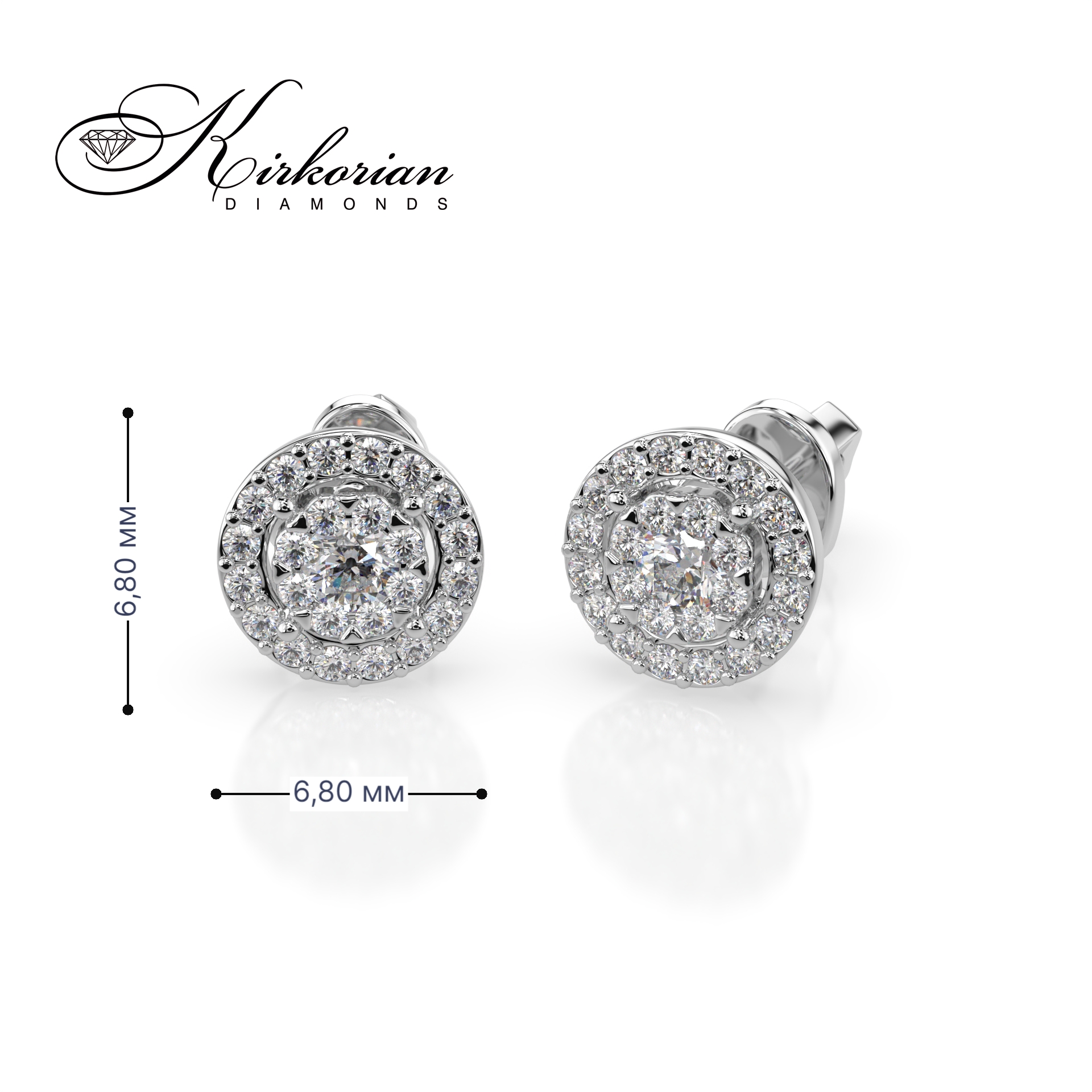 Обеци бяло злато 18К с диаманти 0.36 ct – код 1021001825 | Kirkorian Diamonds