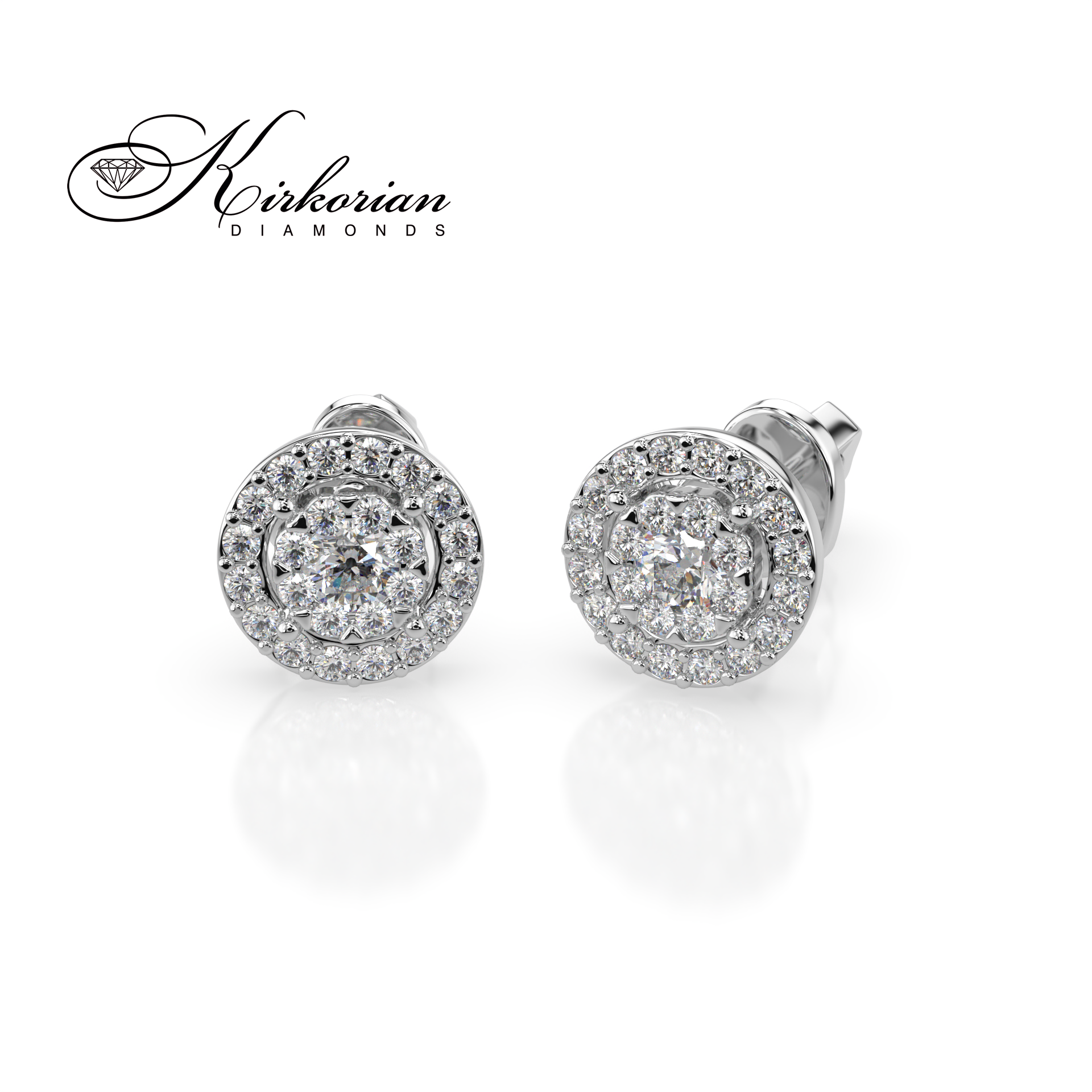 Обеци бяло злато 18К с диаманти 0.36 ct – код 1021001825 | Kirkorian Diamonds