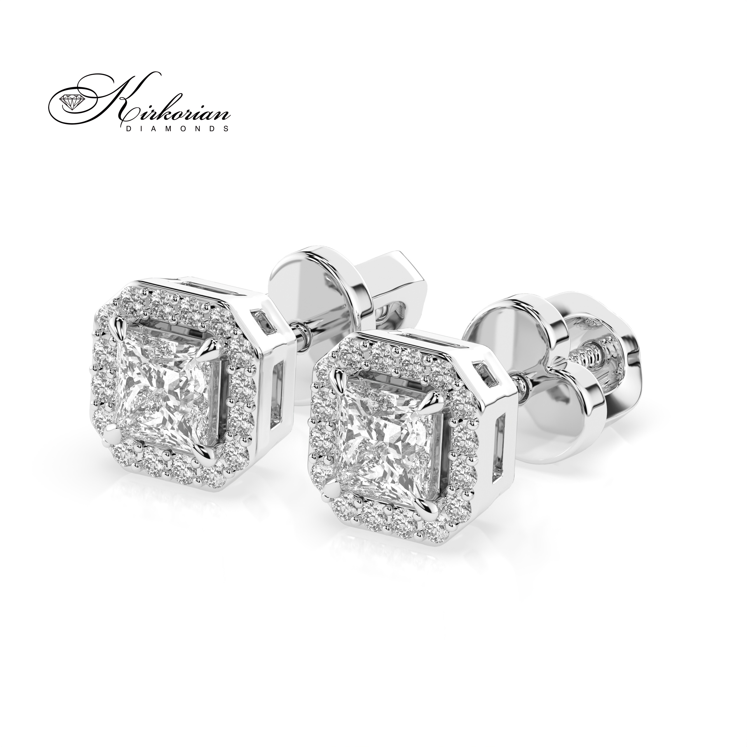 Обеци от бяло злато 18К с диаманти 0.50 ct – винт закопчаване, цени от производител