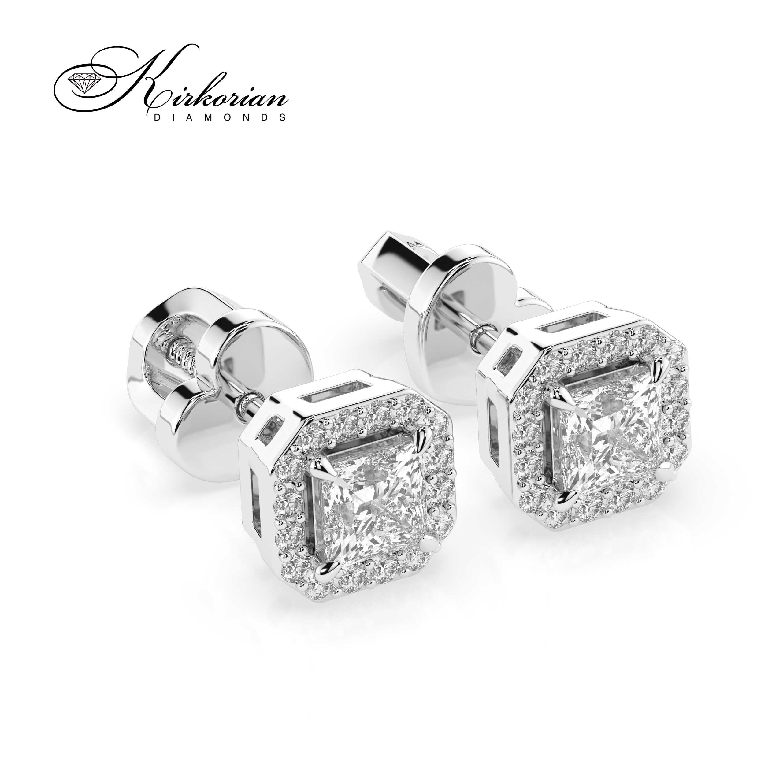 Обеци от бяло злато 18К с диаманти 0.50 ct – винт закопчаване, цени от производител