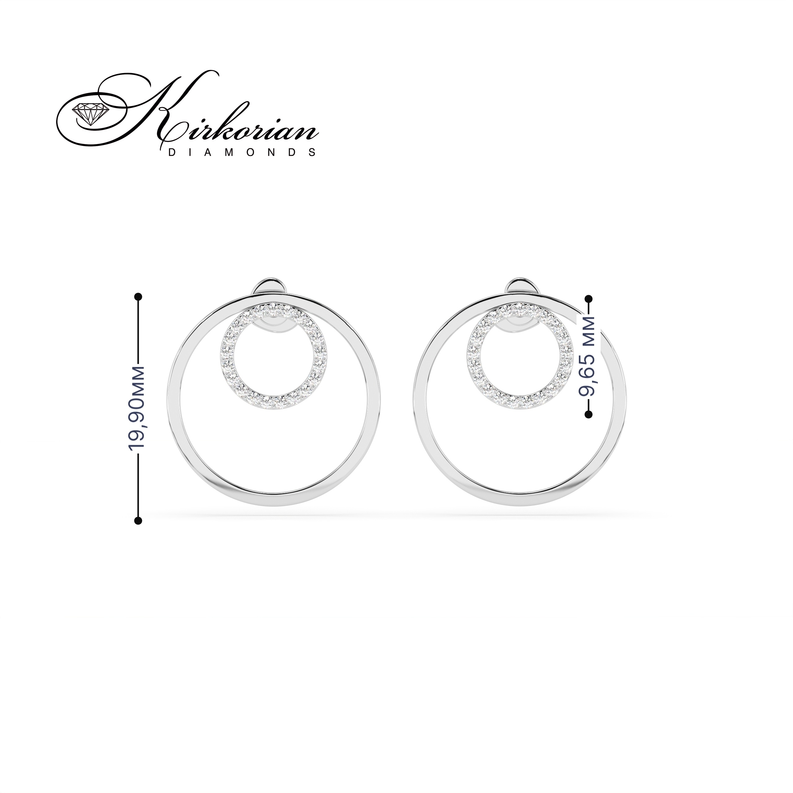 Обеци от бяло злато 18К с диаманти 0.25 ct – модерен дизайн с кръгове и винтово закопчаване | Топ цена Обеци от бяло злато 18К с диаманти 0.25 ct – модерен дизайн с кръгове и винтово закопчаване | Топ цена