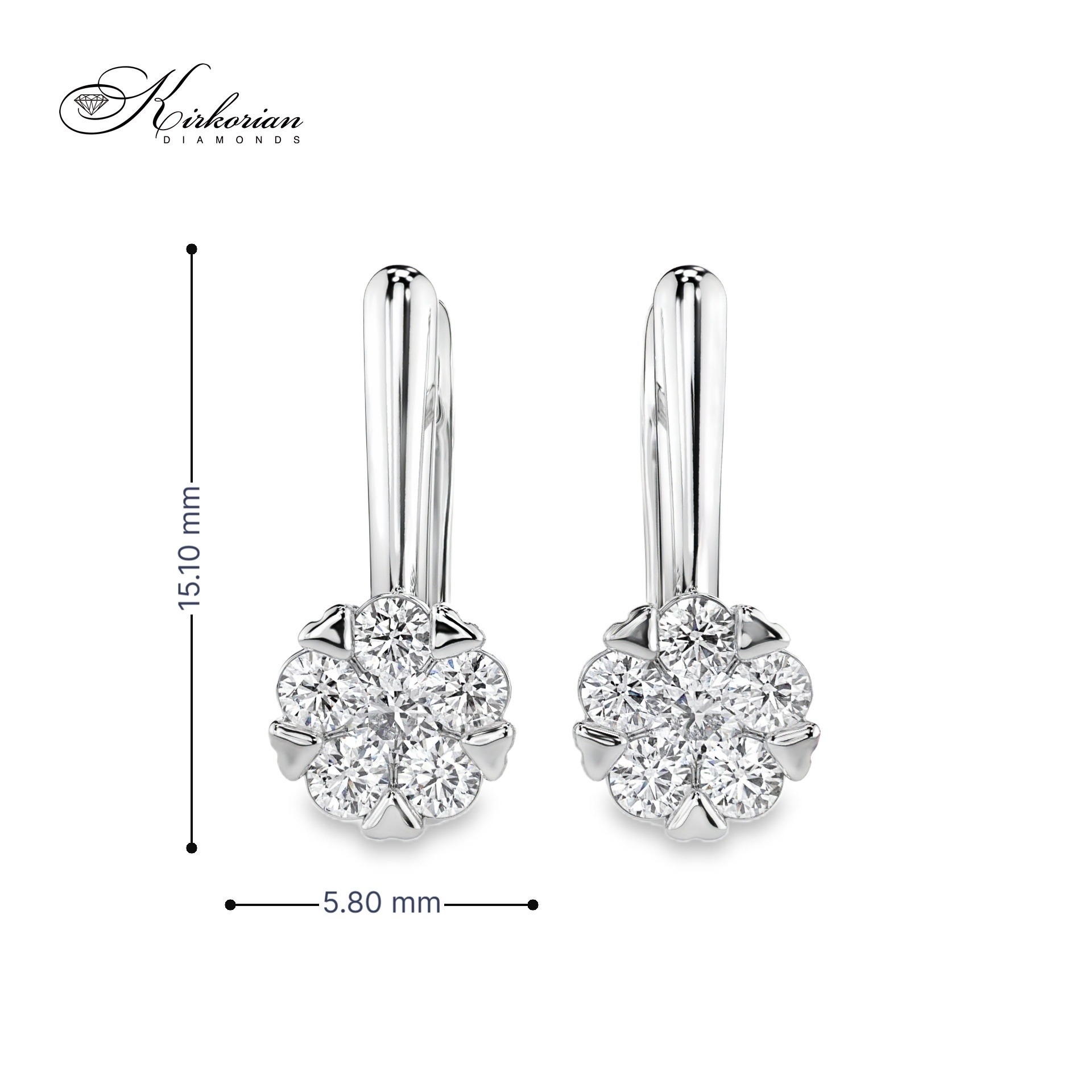 Обеци бяло злато 18к с диаманти 0.42 ct – Английско закопчаване, Код K100151B Обеци бяло злато 18к с диаманти 0.42 ct – Английско закопчаване, Код K100151B