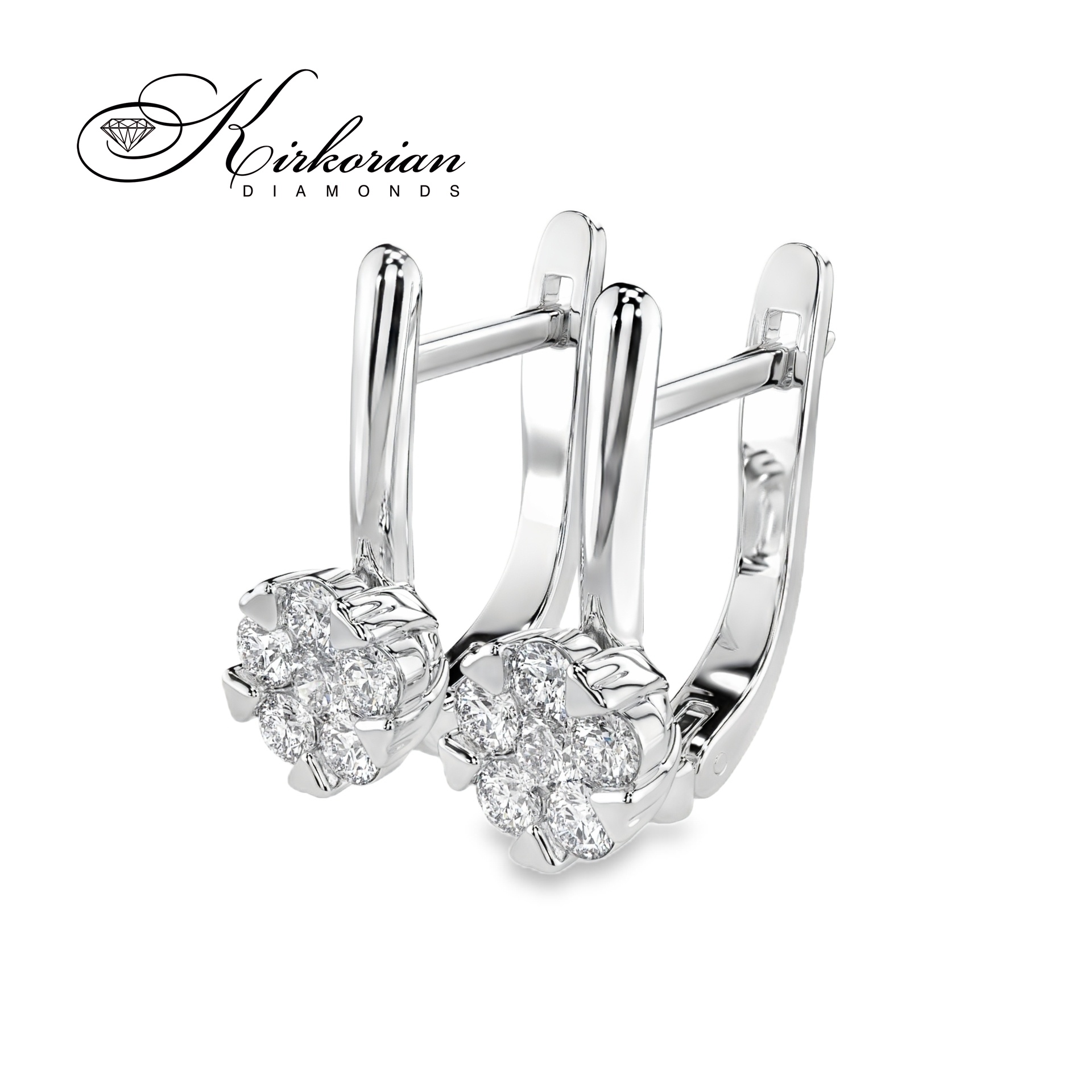 Обеци бяло злато 18к с диаманти 0.42 ct – Английско закопчаване, Код K100151B Обеци бяло злато 18к с диаманти 0.42 ct – Английско закопчаване, Код K100151B