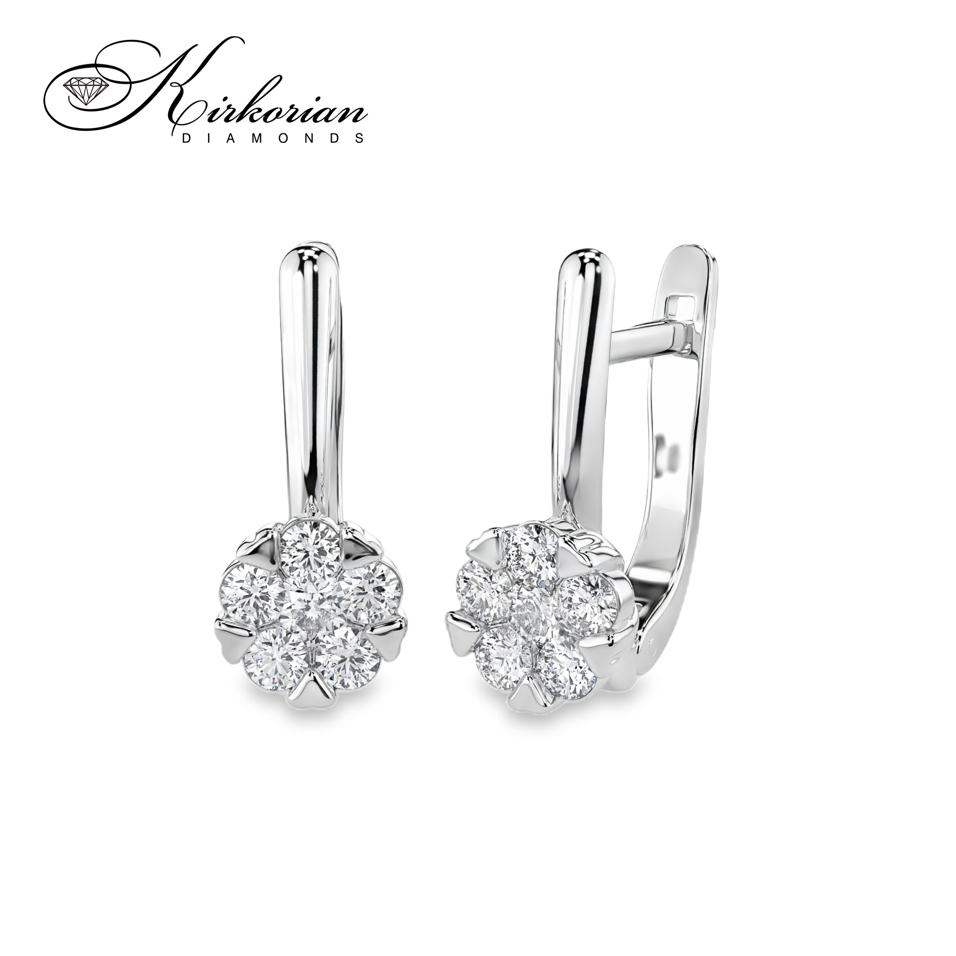 Обеци бяло злато 18к с диаманти 0.42 ct – Английско закопчаване, Код K100151B Обеци бяло злато 18к с диаманти 0.42 ct – Английско закопчаване, Код K100151B