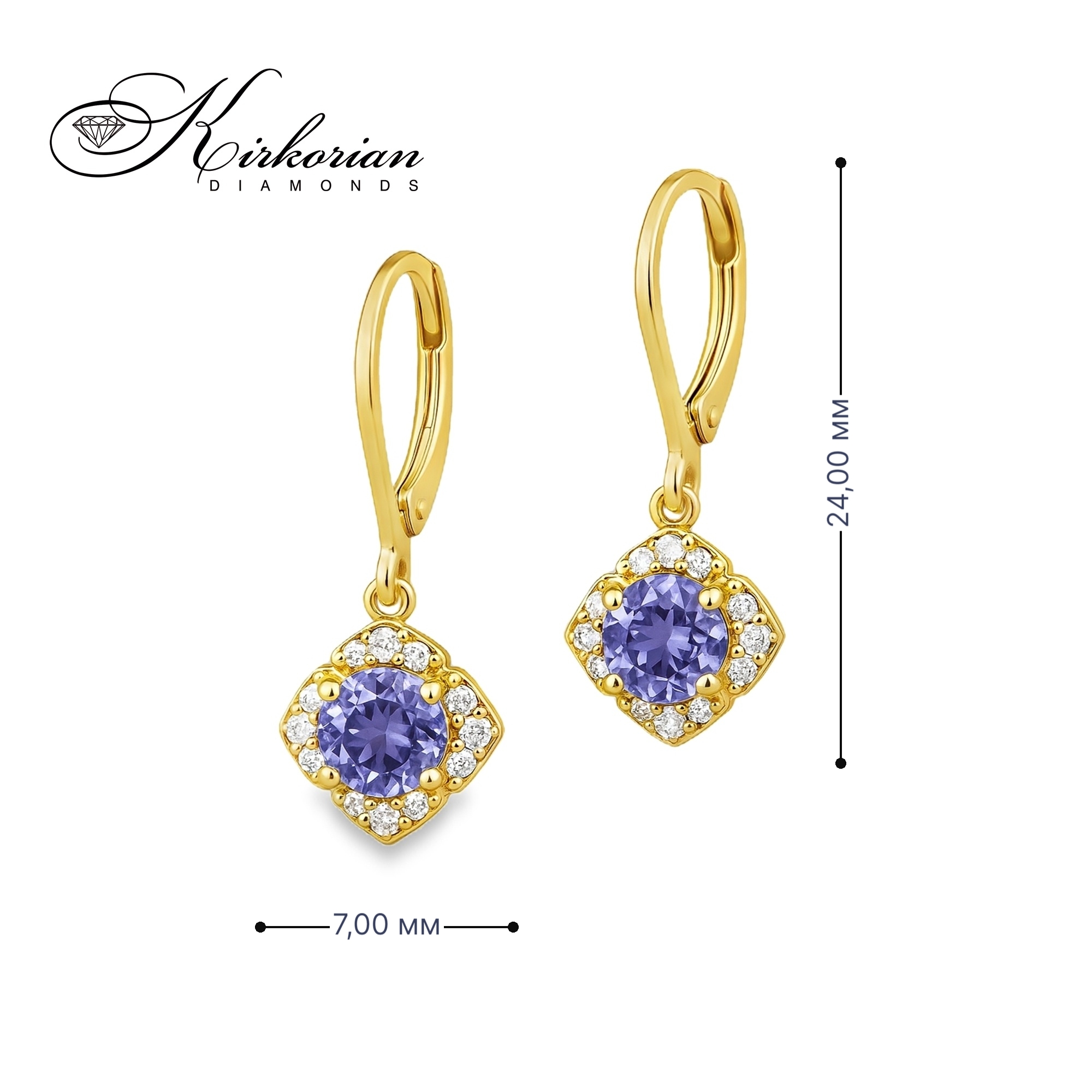 Обеци от жълто злато 14К с танзанит и диаманти – изискан лукс и перфектно съотношение цена-качество