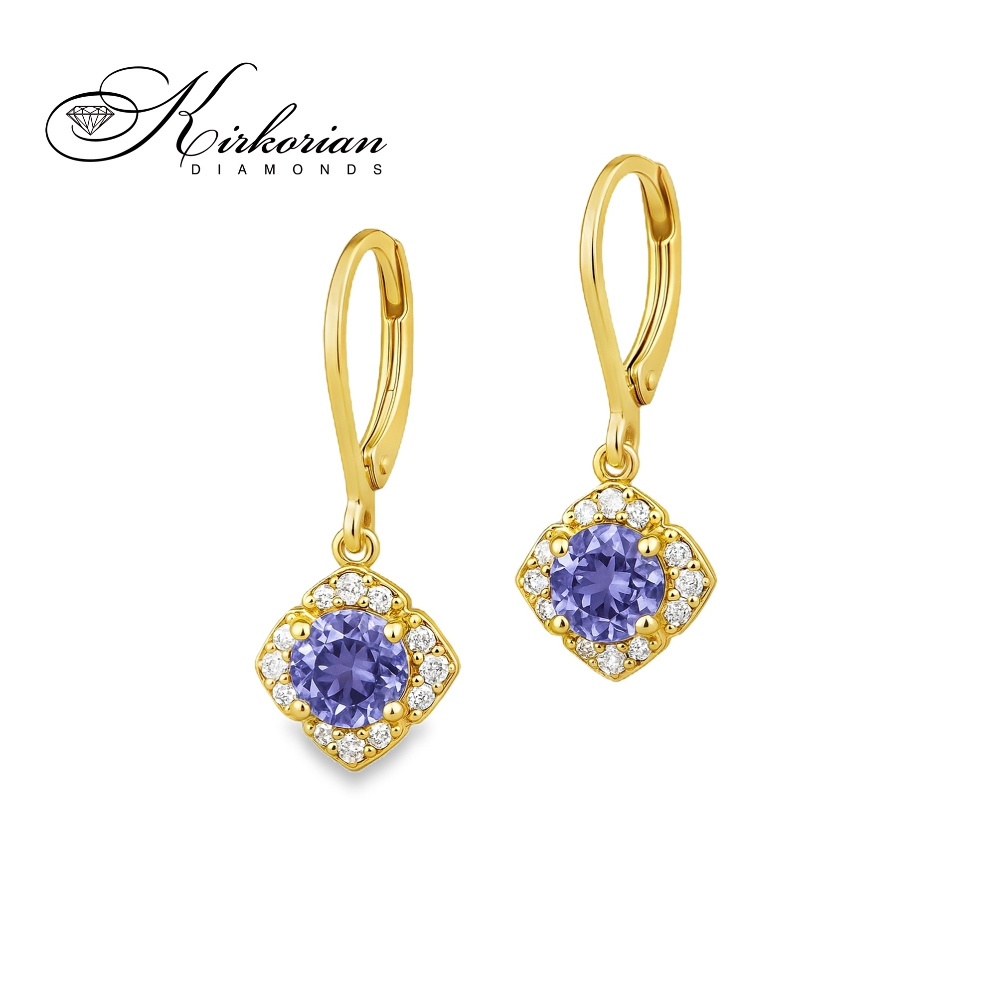 Обеци от жълто злато 14К с танзанит и диаманти – изискан лукс и перфектно съотношение цена-качество