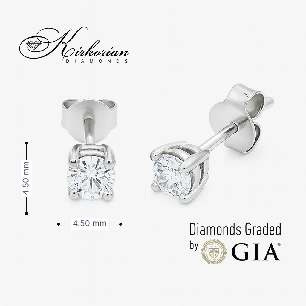 Класически обеци от бяло злато 14К с диаманти 0.52 ct OB127 – изтънчен блясък и високо качество с GIA сертификат