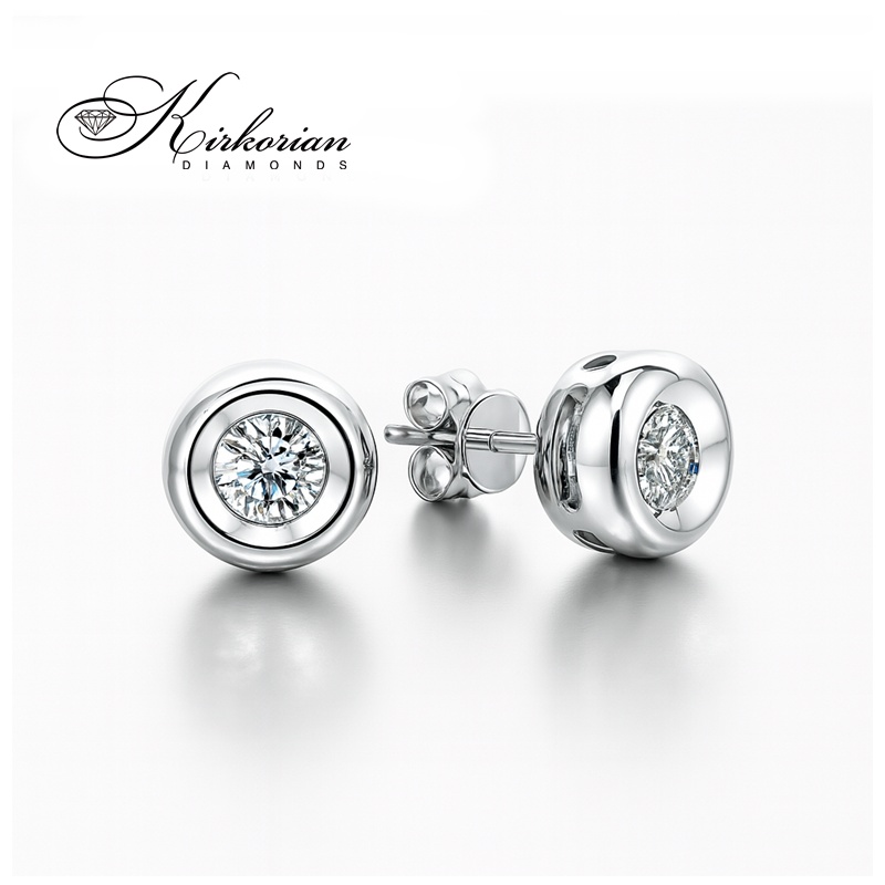 Обеци от бяло злато 14К с диаманти 0.50 ct G-H SI – класически модел RN107 с луксозна кутия и сертификат