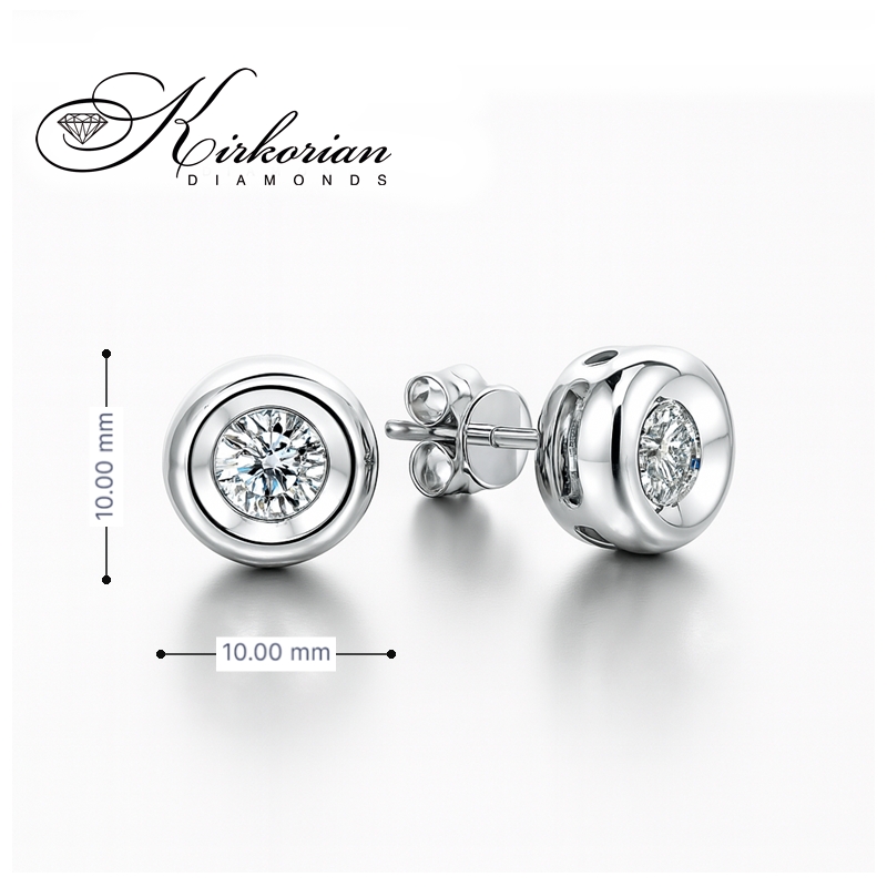 Обеци от бяло злато 14К с диаманти 0.50 ct G-H SI – класически модел RN107 с луксозна кутия и сертификат