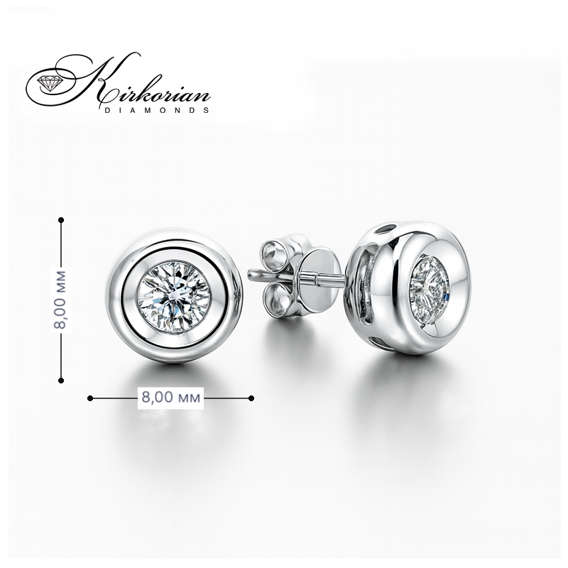 Обеци от бяло злато 14К с диаманти 0.32 ct G-H SI – класически модел RN109 с луксозна кутия и сертификат
