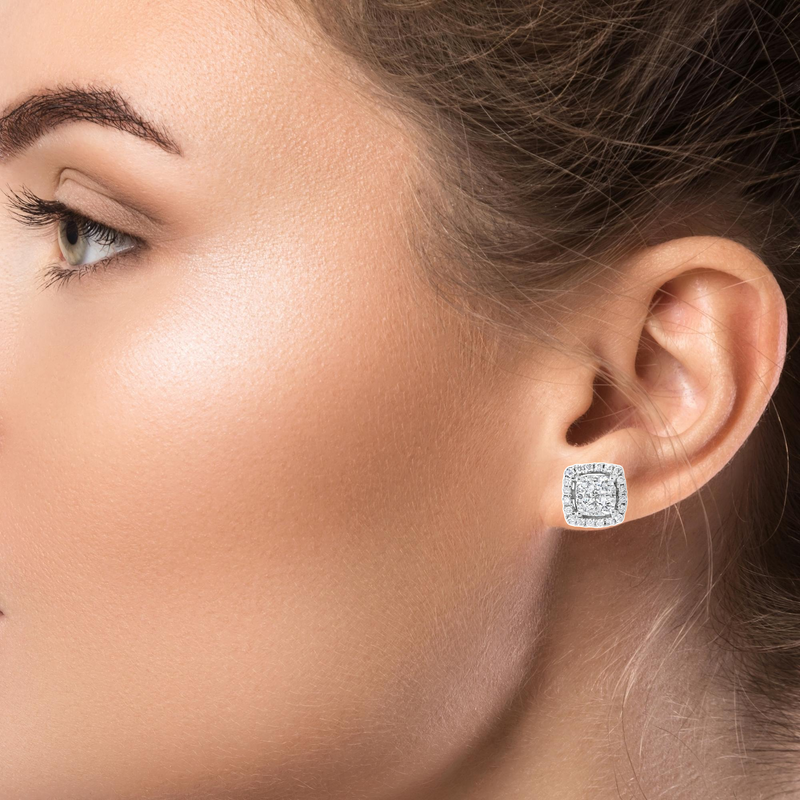 Обеци от бяло злато 14К с диаманти 0.38 ct – лукс и изящество, код RN156