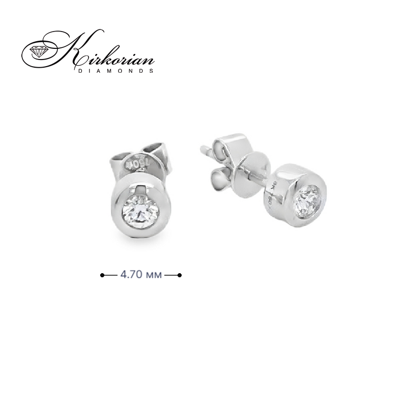 Класически Обеци Бяло Злато 18к с Диаманти 0.145 Карата - Код: RN234 | Kirkorian Diamonds