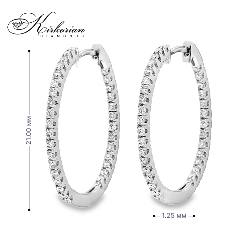 Обеци Халки Бяло Злато 14к с Диаманти 0.50 Карата - Код: RN54 | Kirkorian Diamonds