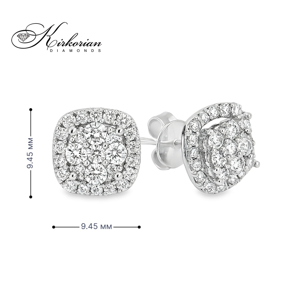 Обеци от бяло злато 18К с диаманти 1.00 ct Елегантен дизайн Специална оферта Код RN99