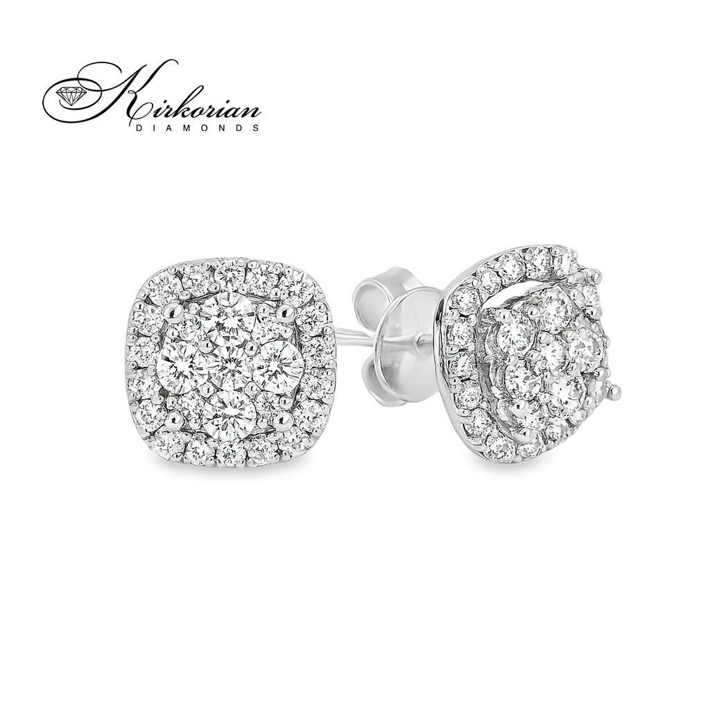 Обеци от бяло злато 18К с диаманти 1.00 ct Елегантен дизайн Специална оферта Код RN99