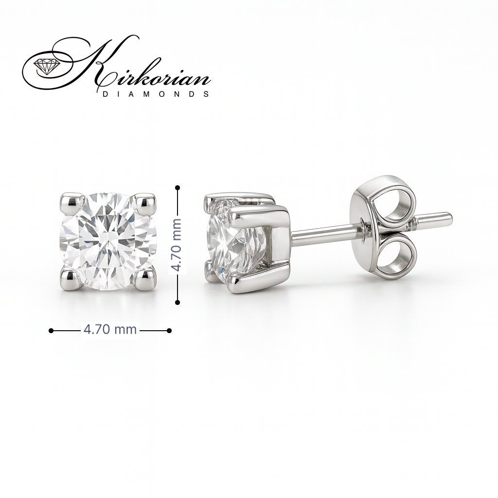 Класически обеци от бяло злато 14К с диаманти 0.81 ct K407 – луксозни студ обеци с ярък диамантен блясък
